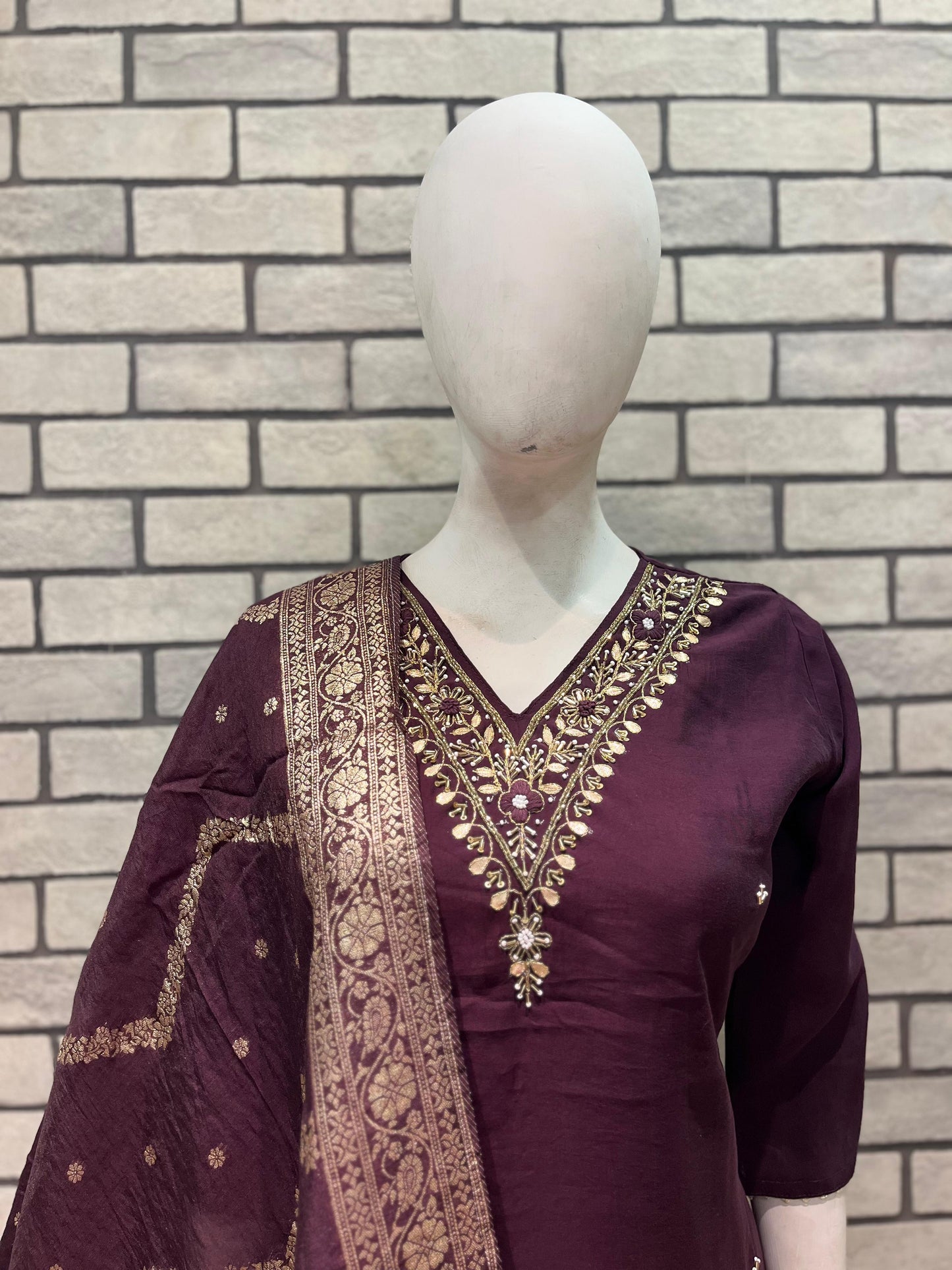 Roman Silk Handwork 3pc with jacquard Dupatta