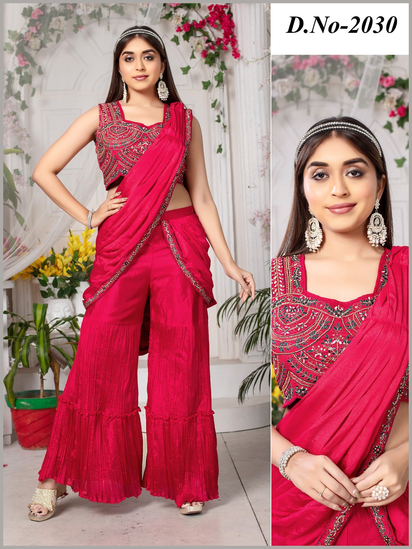 Saree pattern Party wear Garara top set