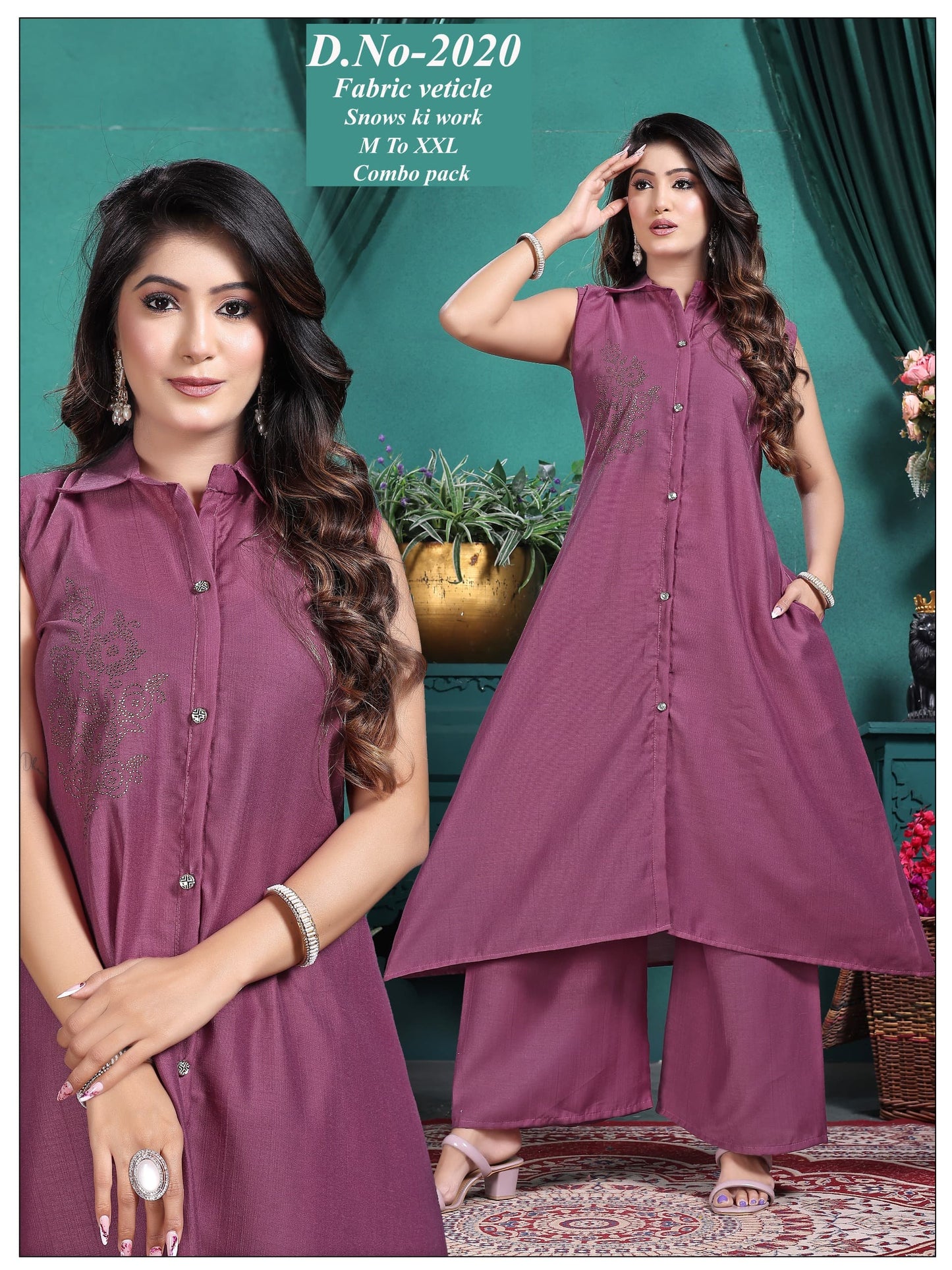 Stylish Solid Vatican Silk Co-ord set