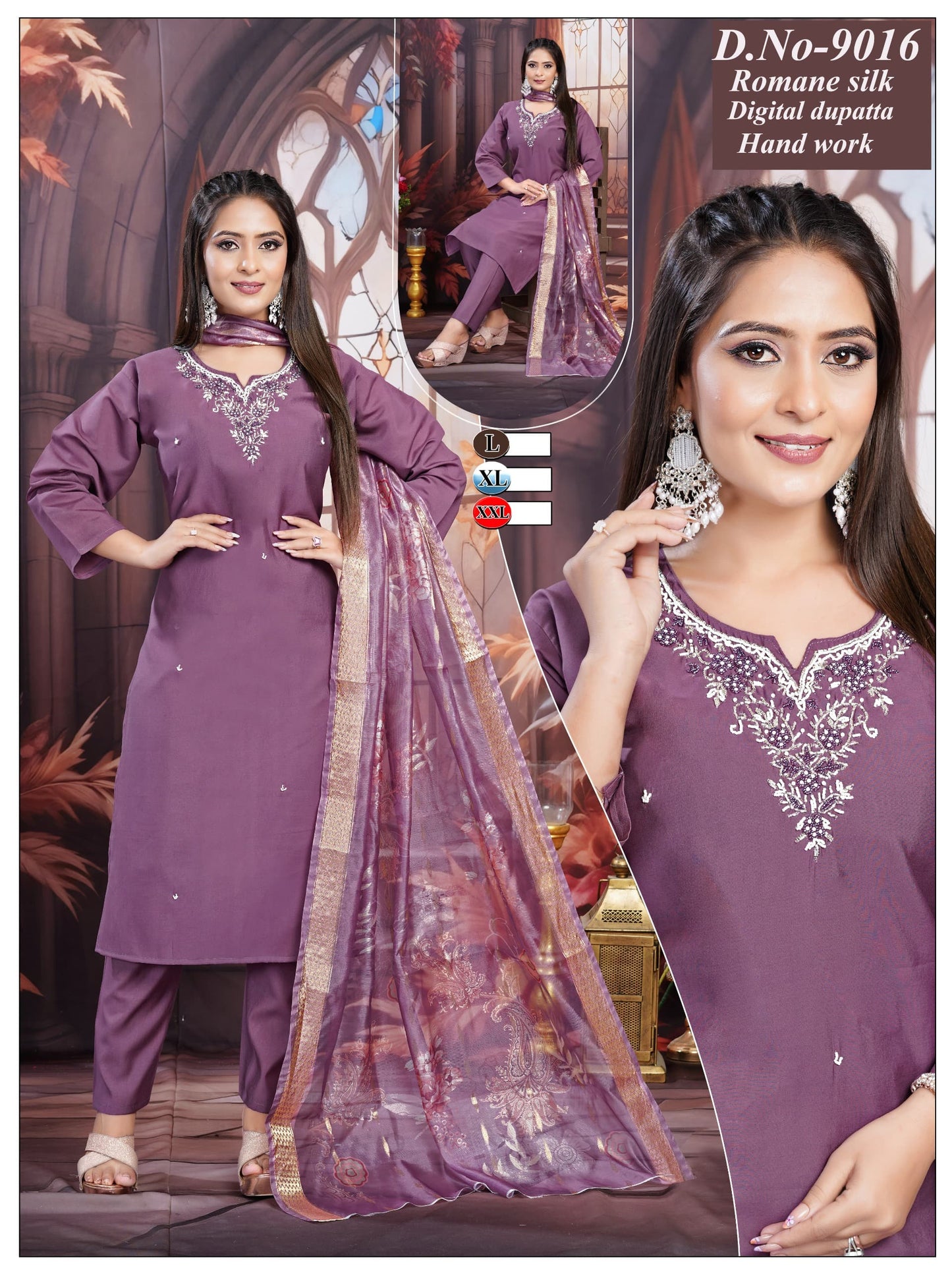 Elegant Handwork Kurti Digital Print Dupatta Suit Set