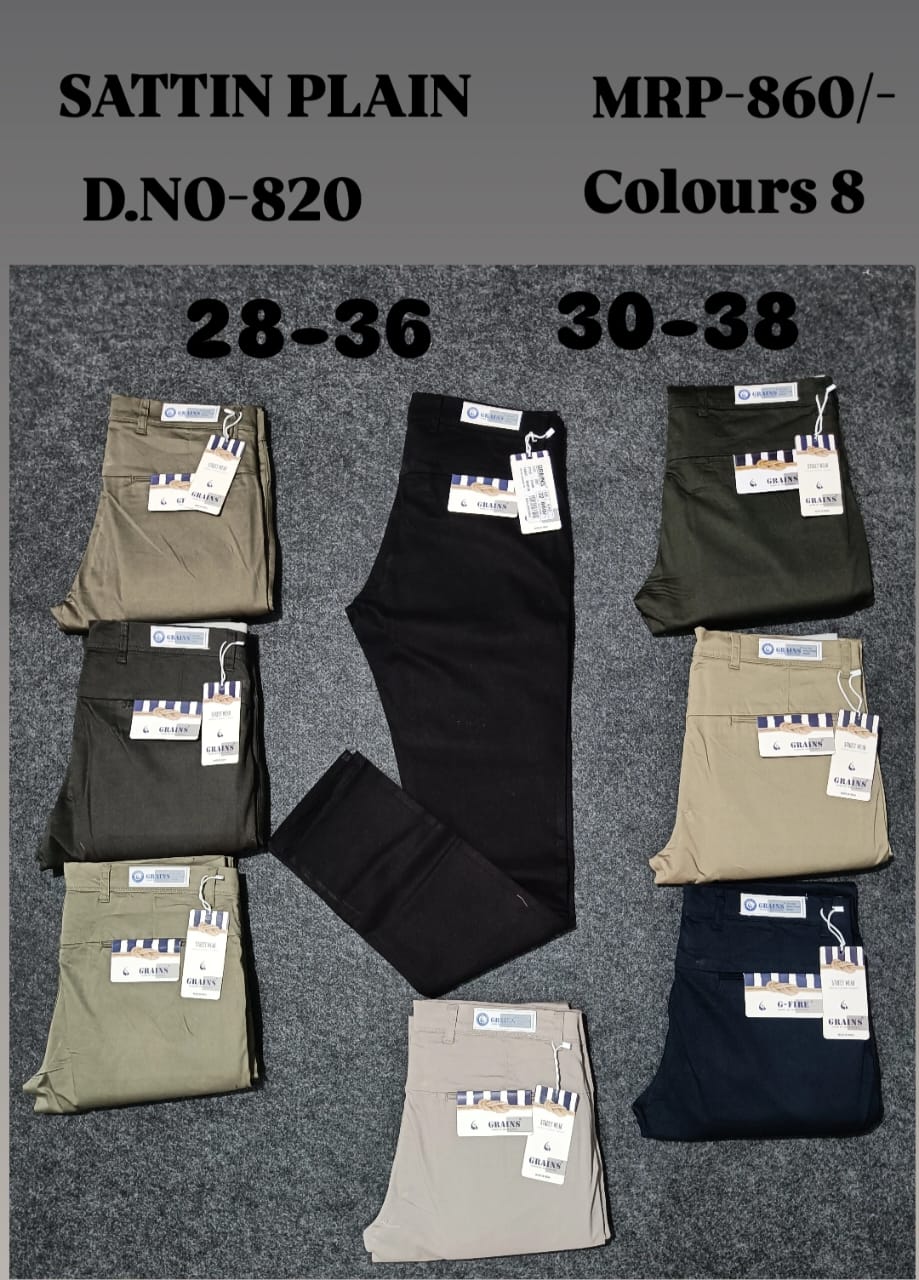 Men's SATTIN PLAIN Trousers Quality CHECK