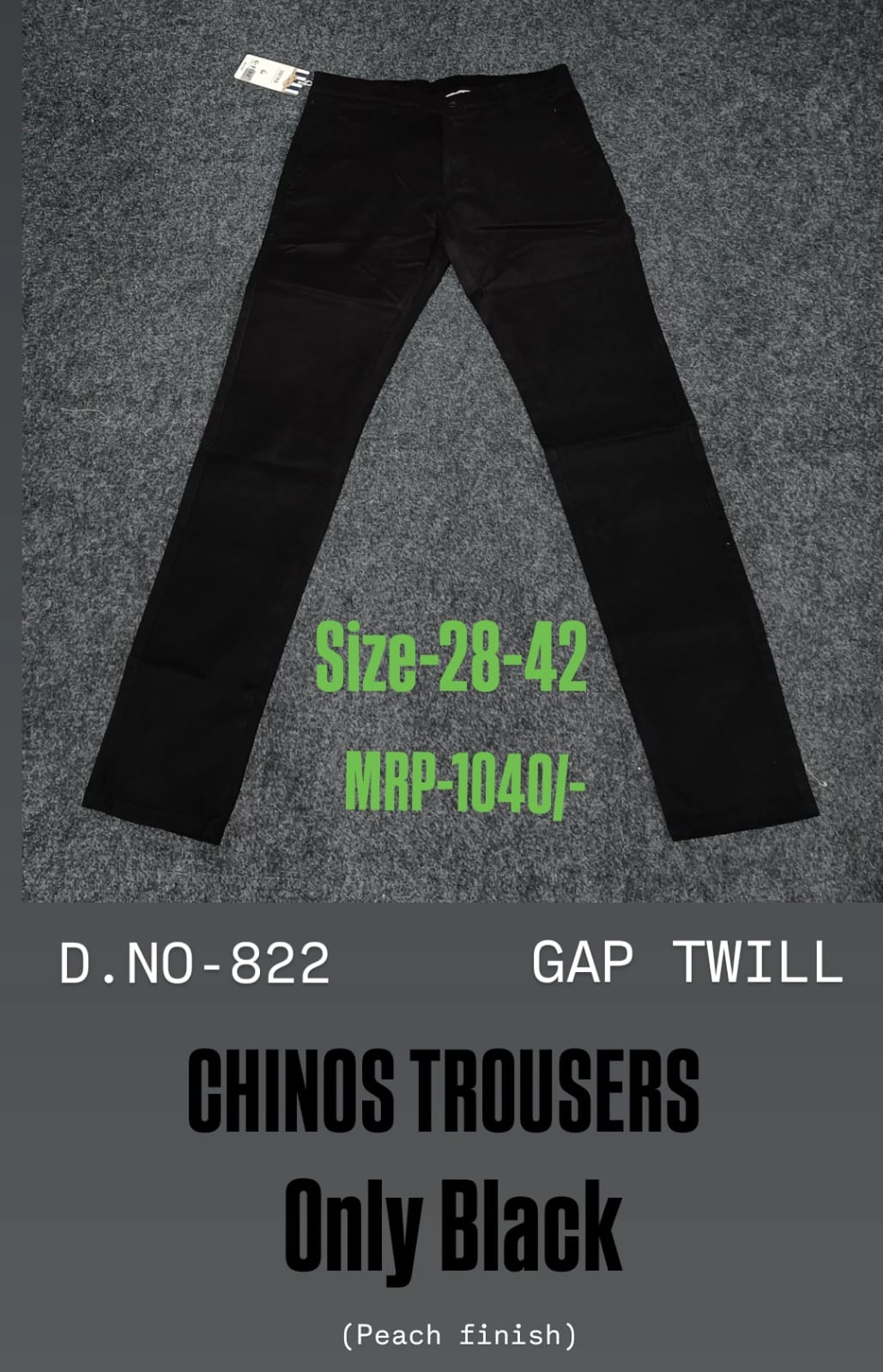 GAP TWILL Men's Original Black Trousers