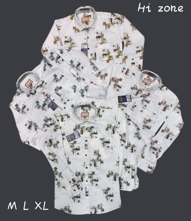 Men's Dobby Digital Lycra Printed Shirts