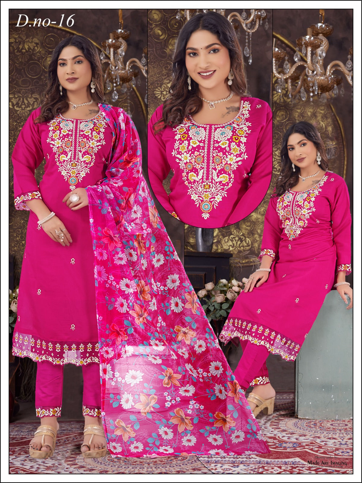 Pink Colourfull flower garden 3pc set