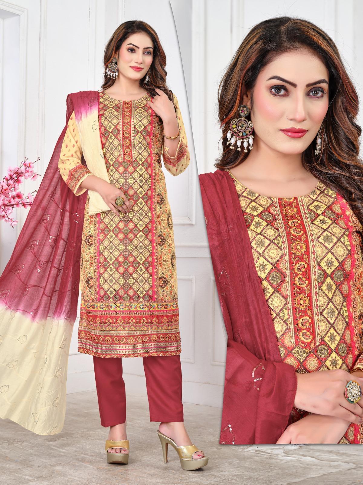 Vibrant Cotton Chicken Printed Kurti Set