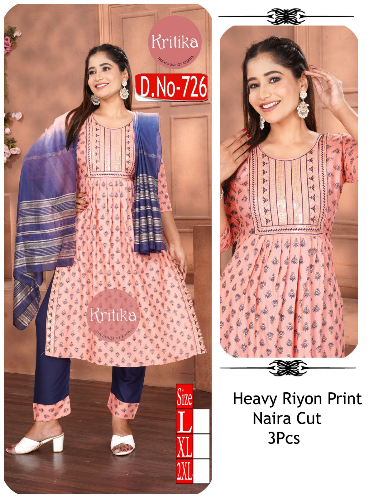 Elegant Reyon nayra Embroidered 3-Piece Suit Set