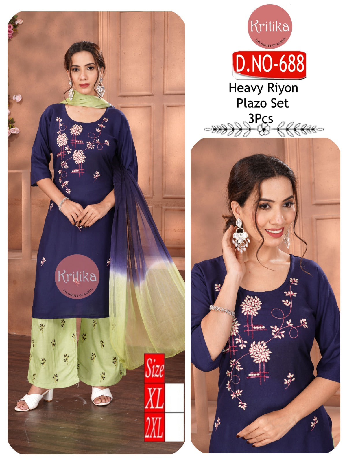 Upper embroidery NECK PLAZO SET