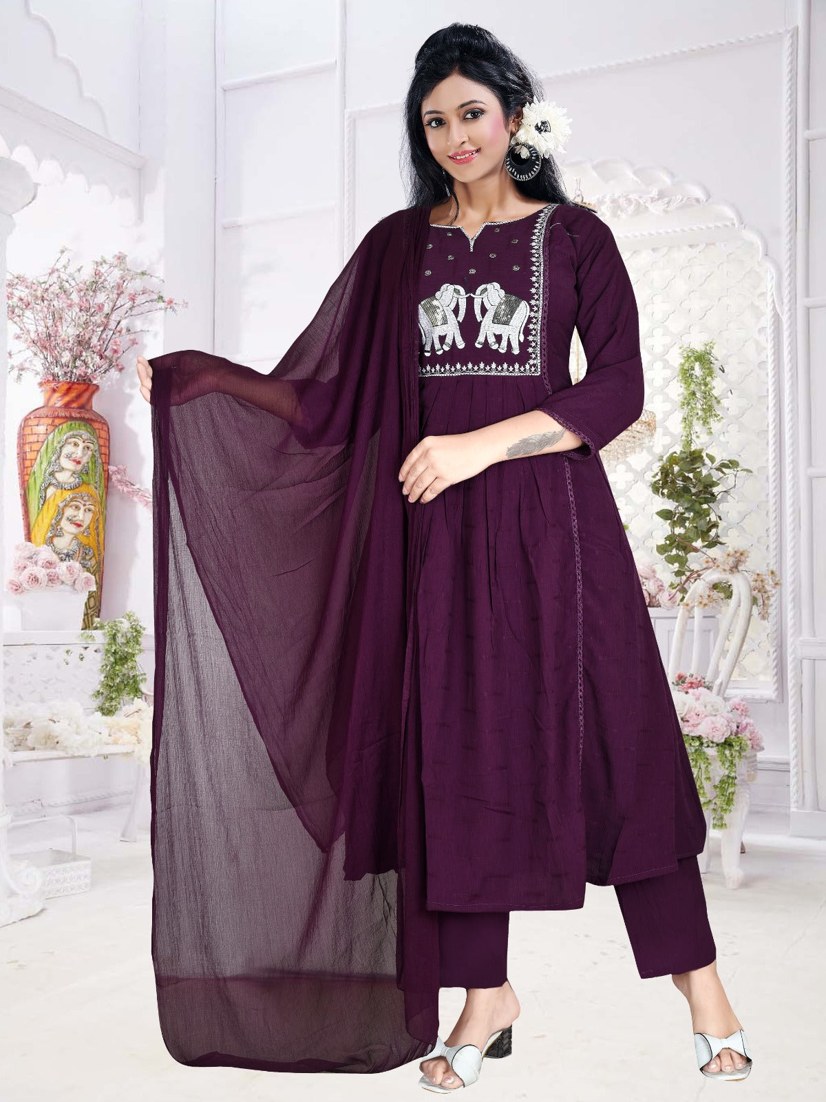 Rinkal Fabric Elephant yog Anarkali Set