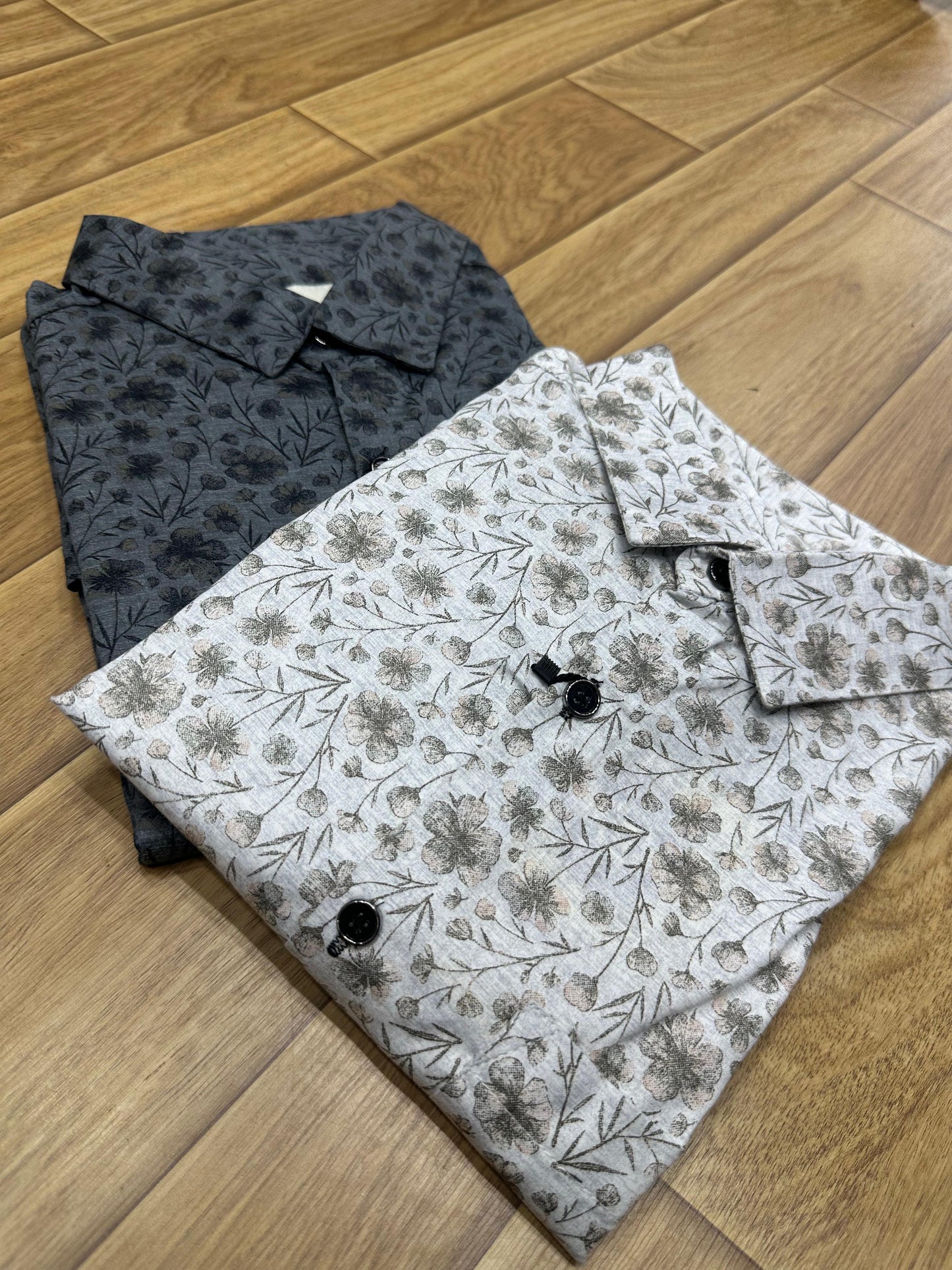 Elegant Satin Floral Print Men's Casual Shirts