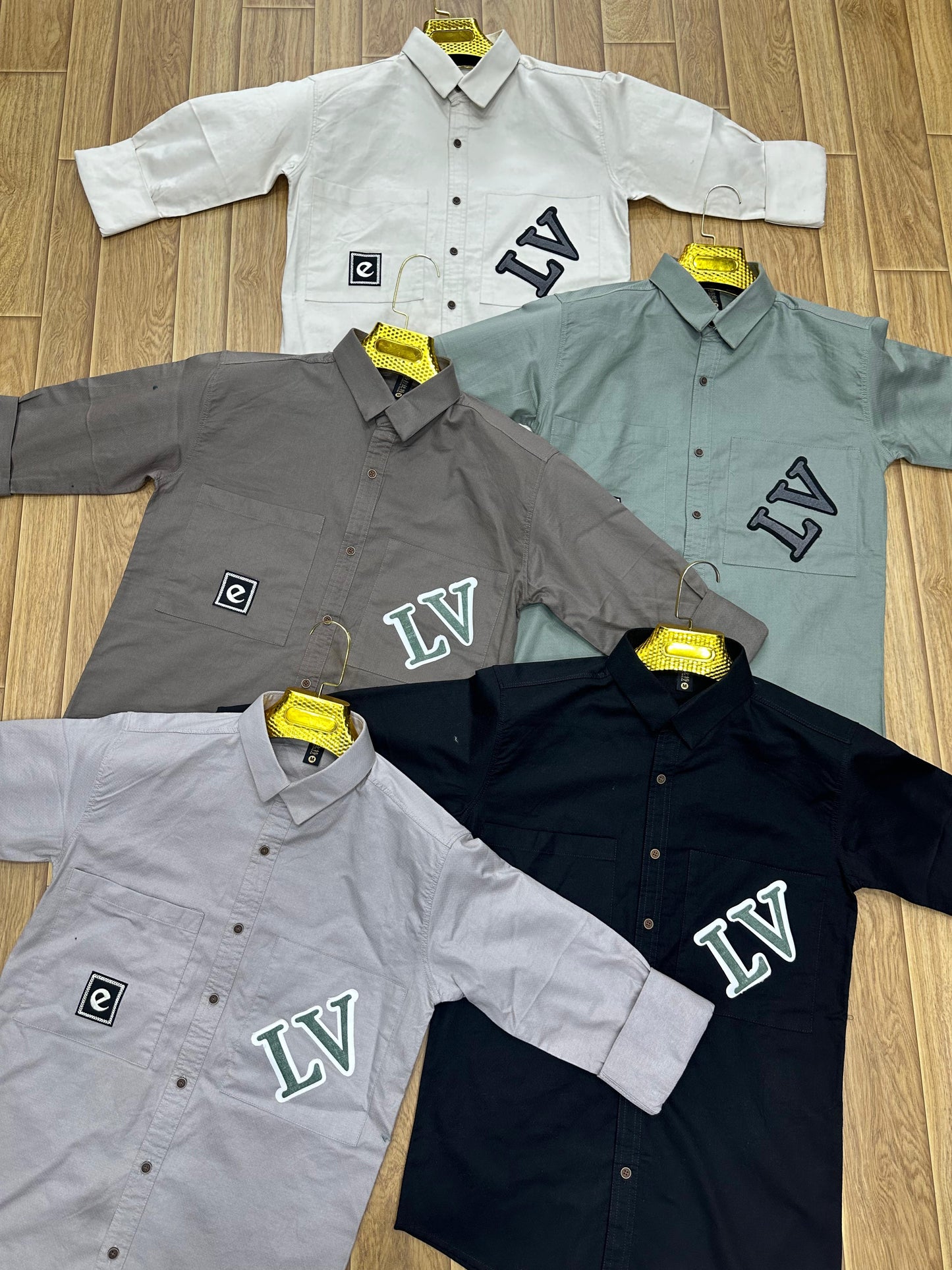 Stylish Men's Casual Shirts with Unique "LV" Patch