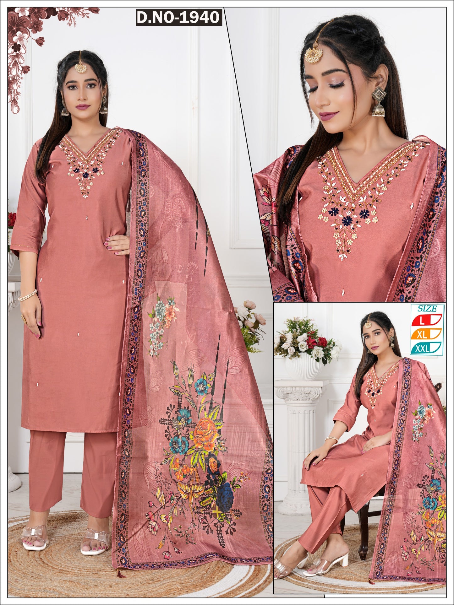 Elegant Women's Roman Silk Suit Set