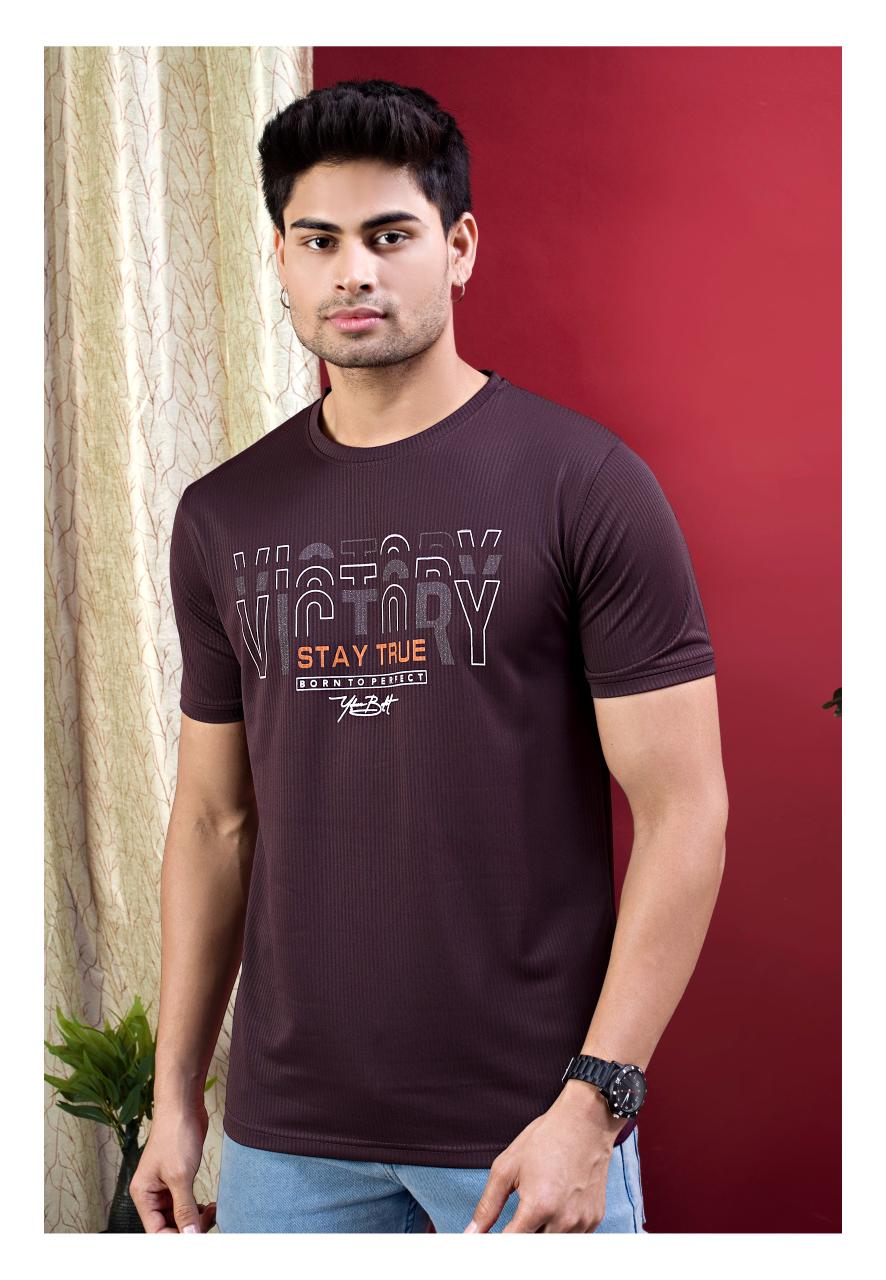 Men's "VICTORY STAY TRUE" Printed Round Neck T-shirt