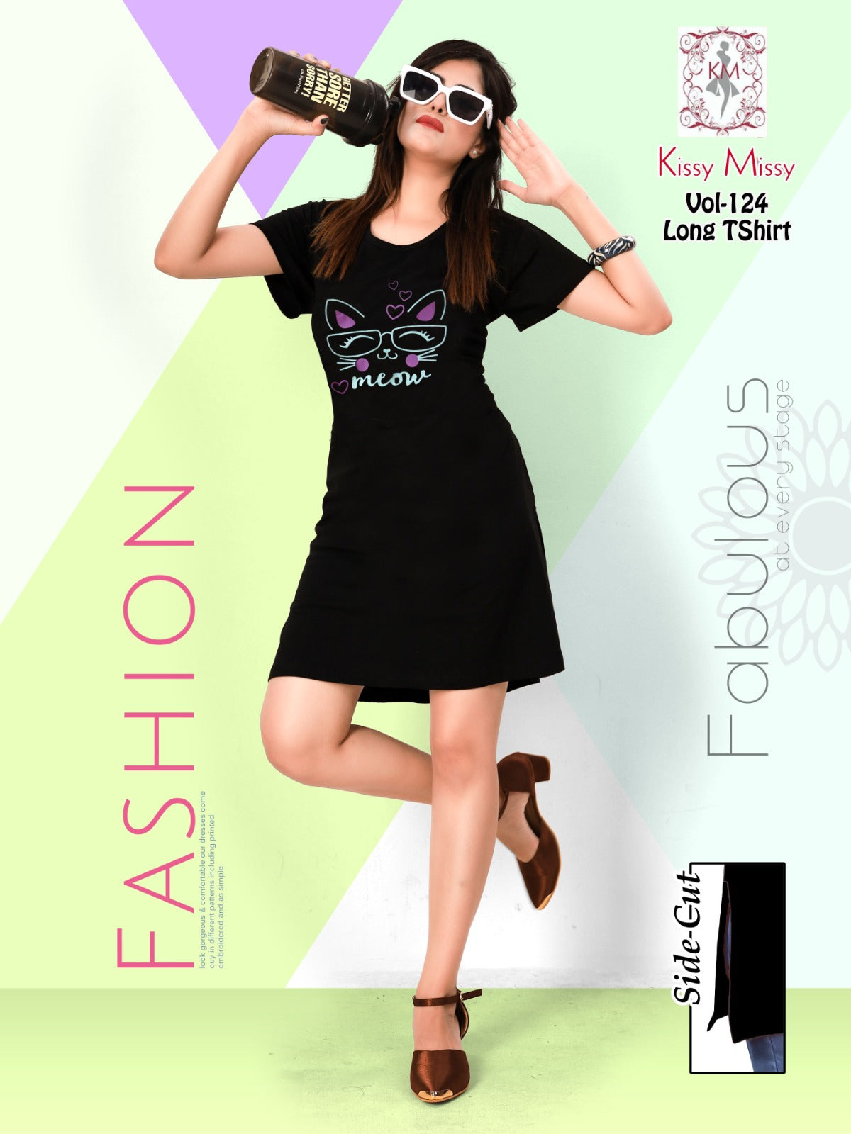 Long tshirt with side cut (HALF NIGHTY).