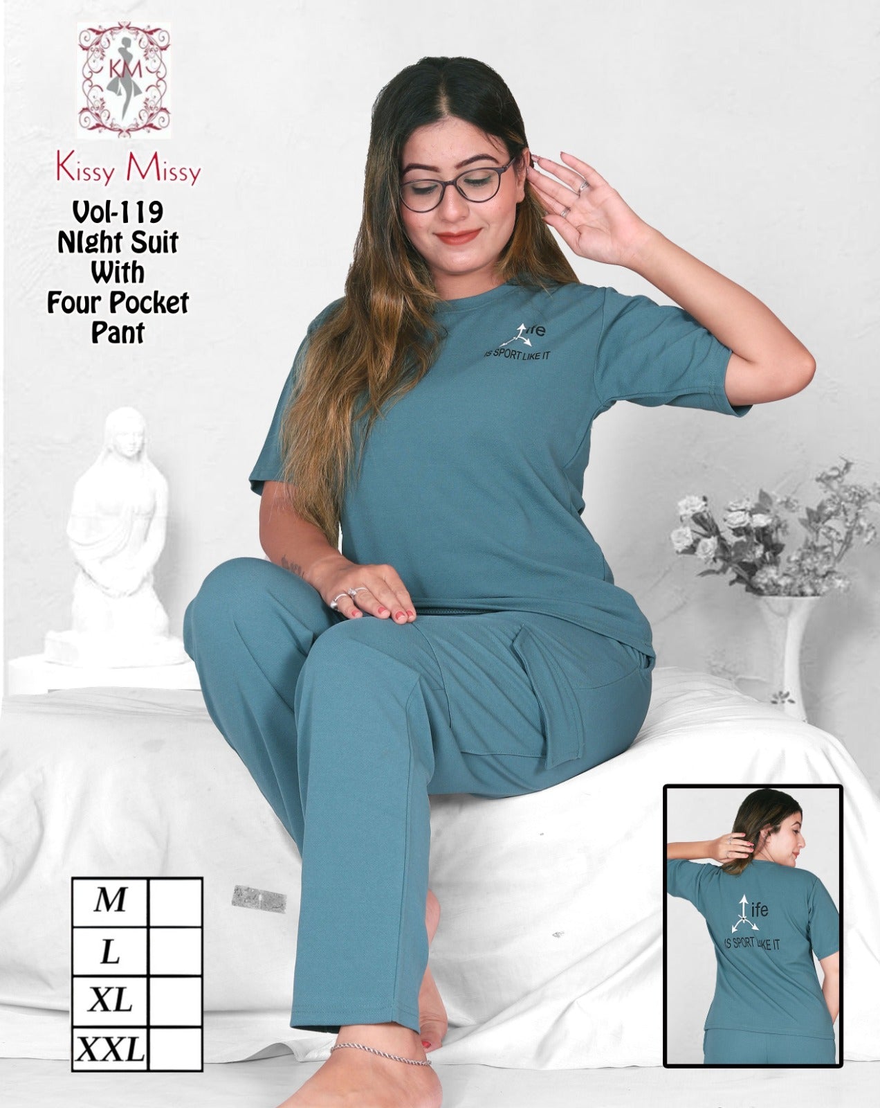 Backprint  cargo style night suit