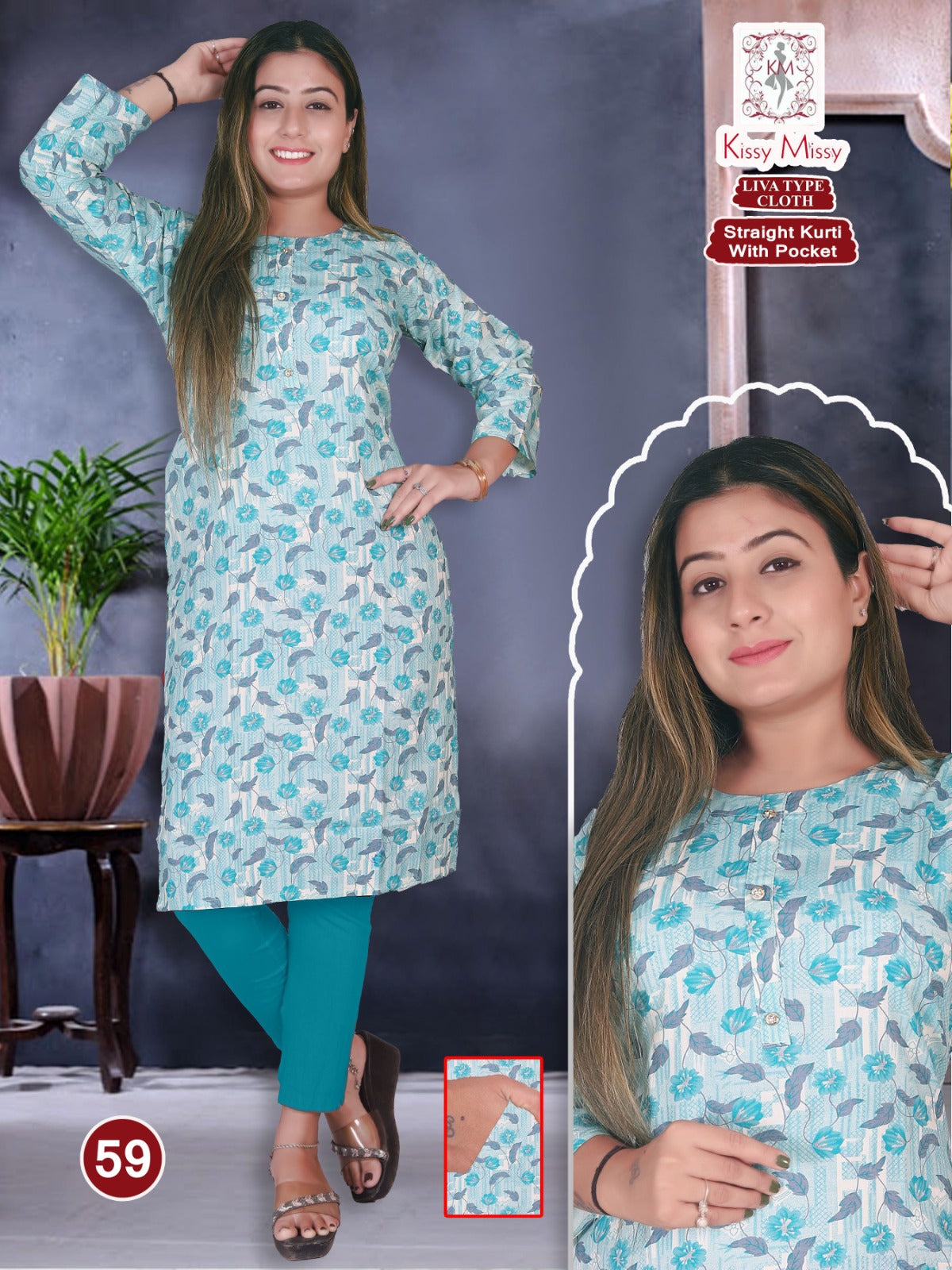 Straight kurti with pocket