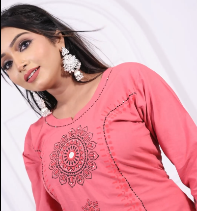 Elegant Cotton Block Printed Anarkali Style