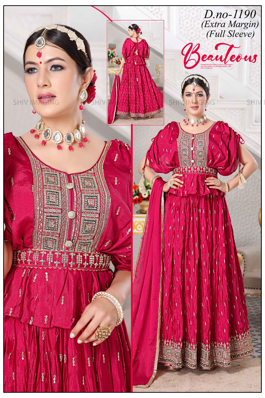 Finest Fancy Red Butterfly Belt Peplum Skirt Set