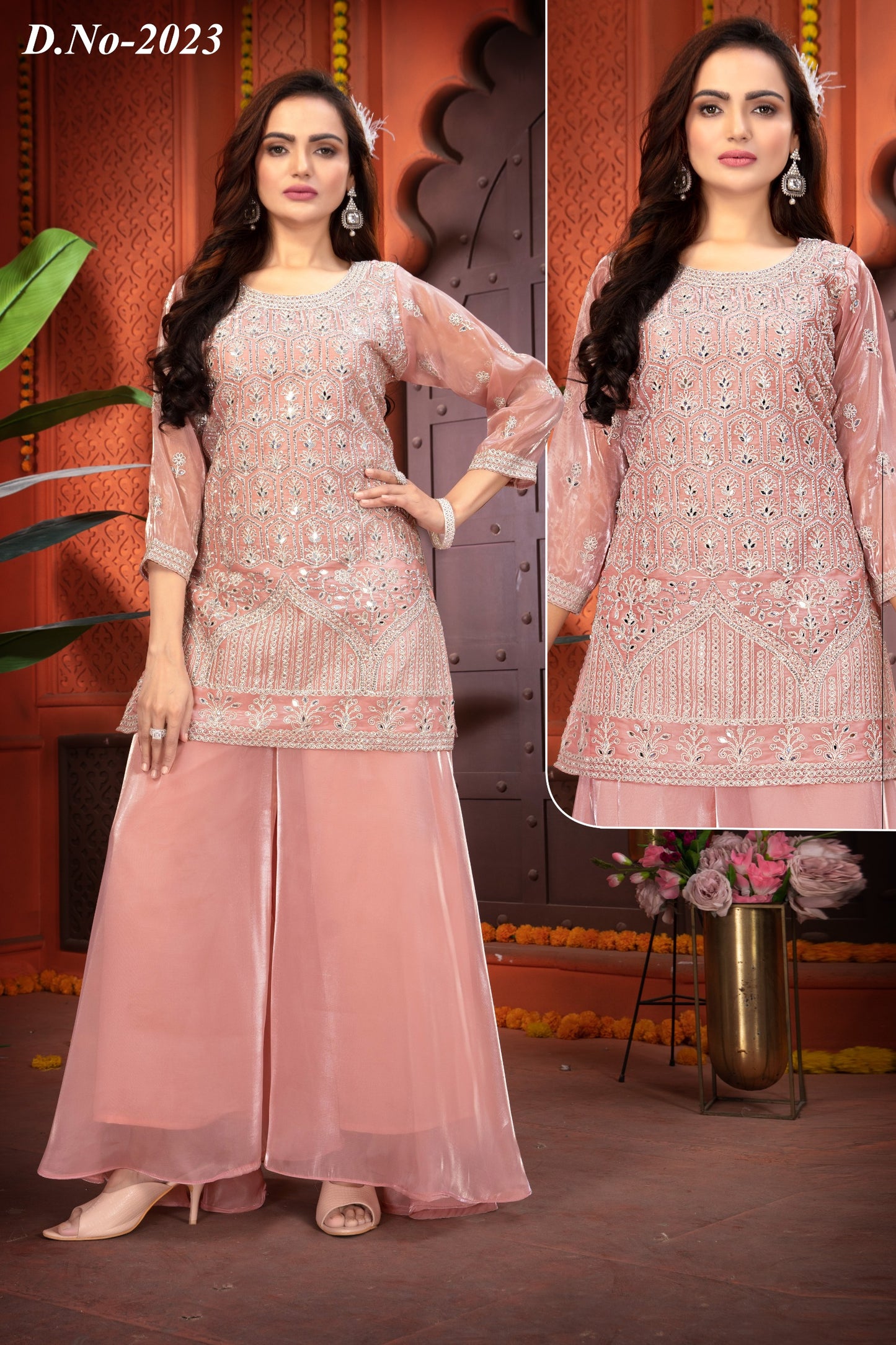 Short Kurti Full Embroidery Plazo And chunni
