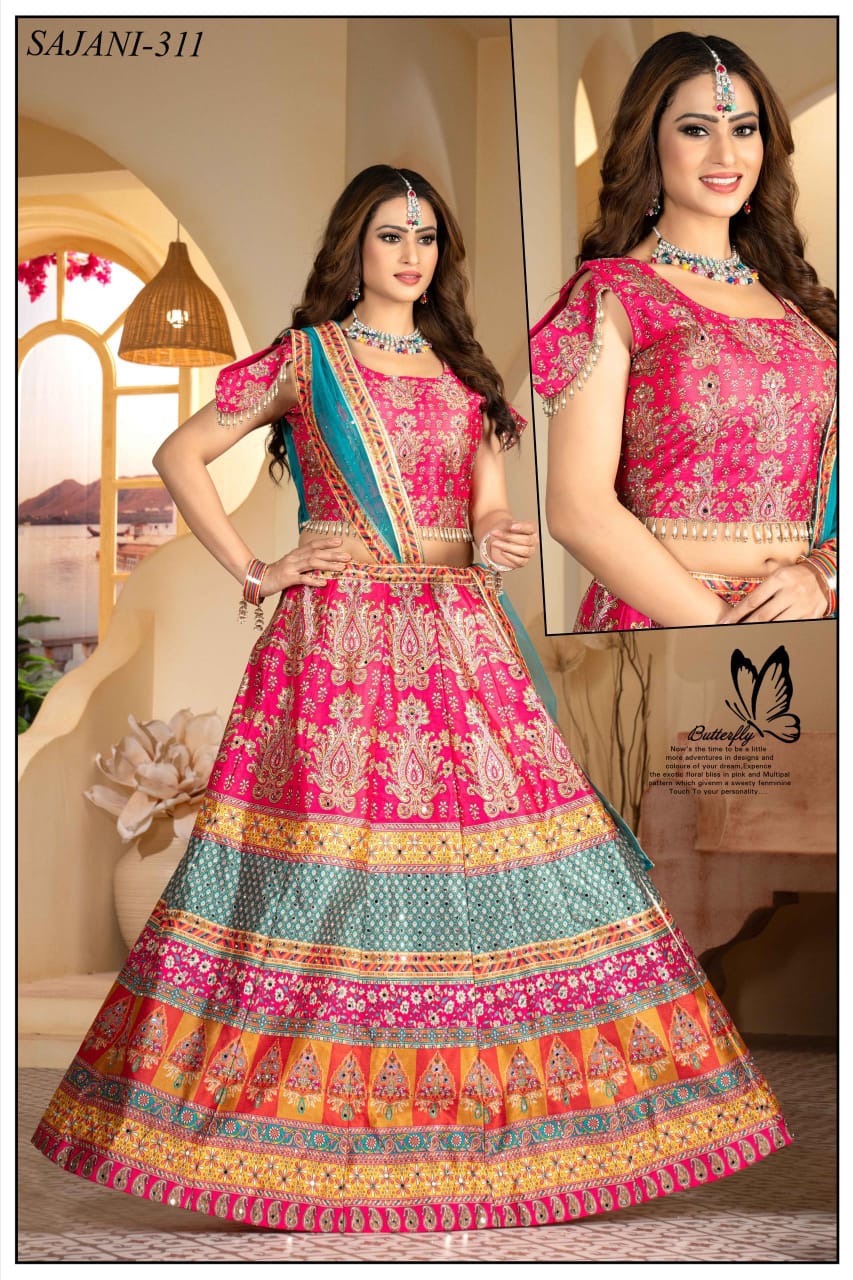 Royal Pink bridal Digital print mirror dress