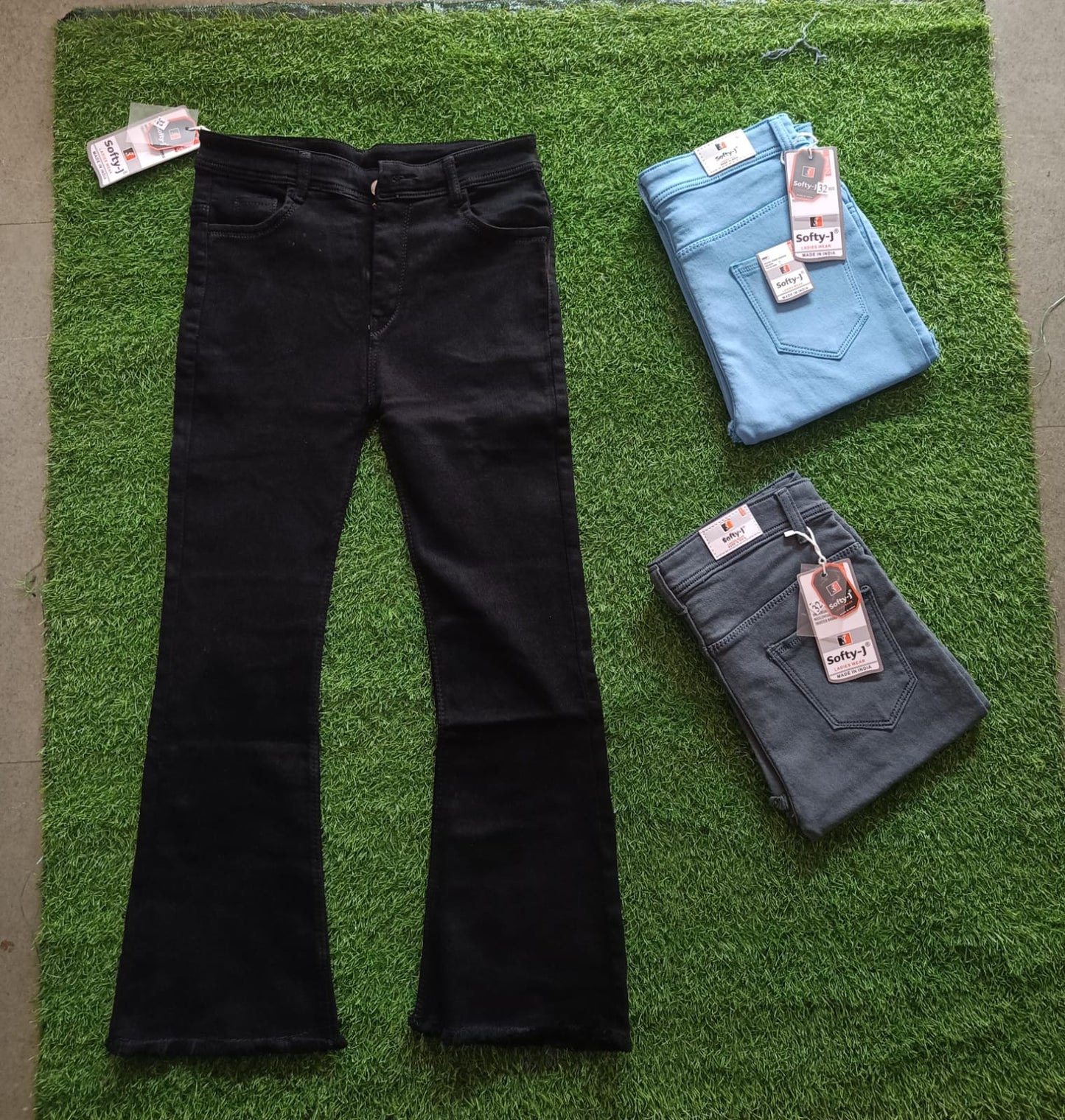 Bell Bottom Dobby Jeans