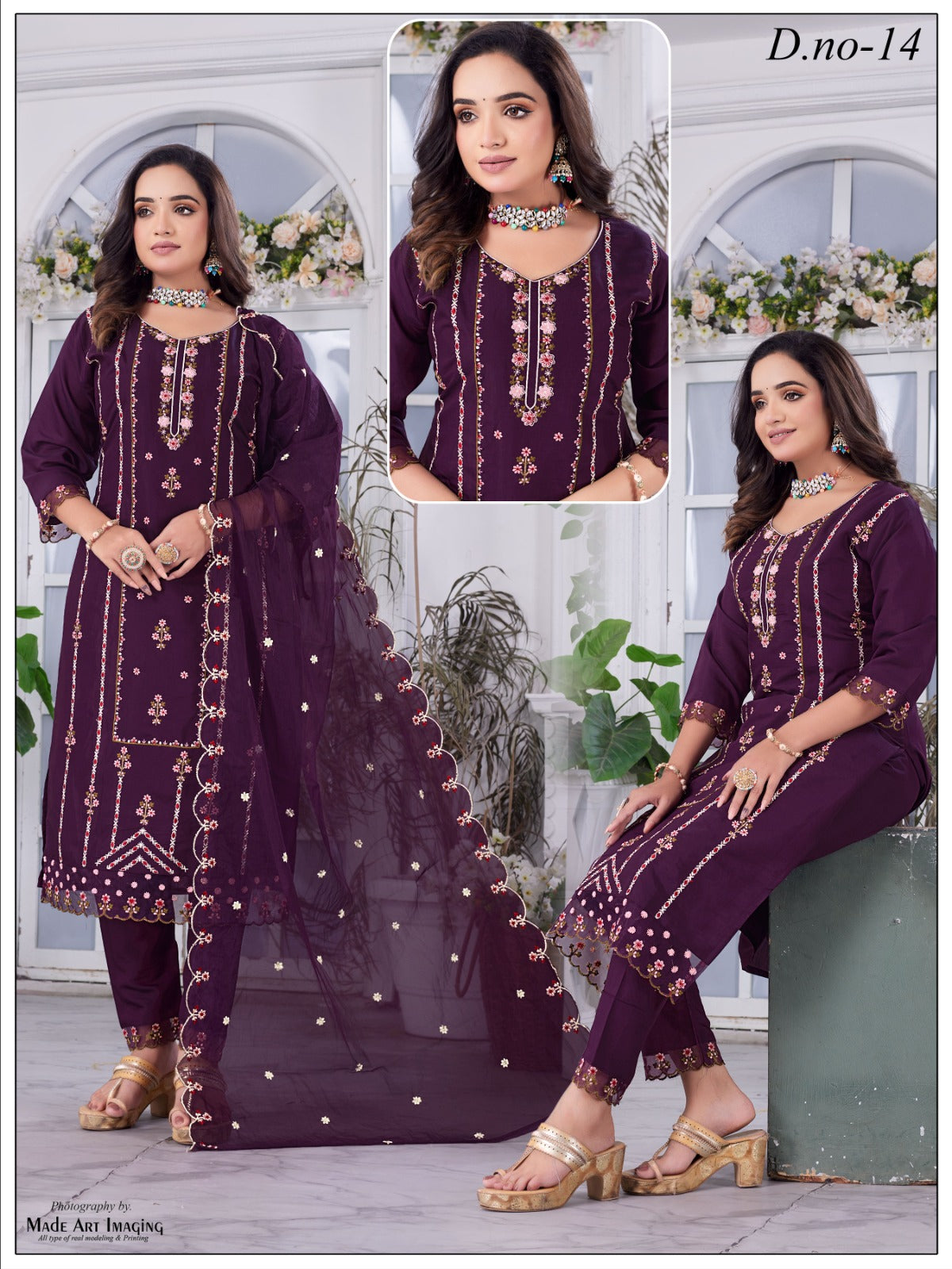 Roman silk Full Porkistani Pattern KURTI SET