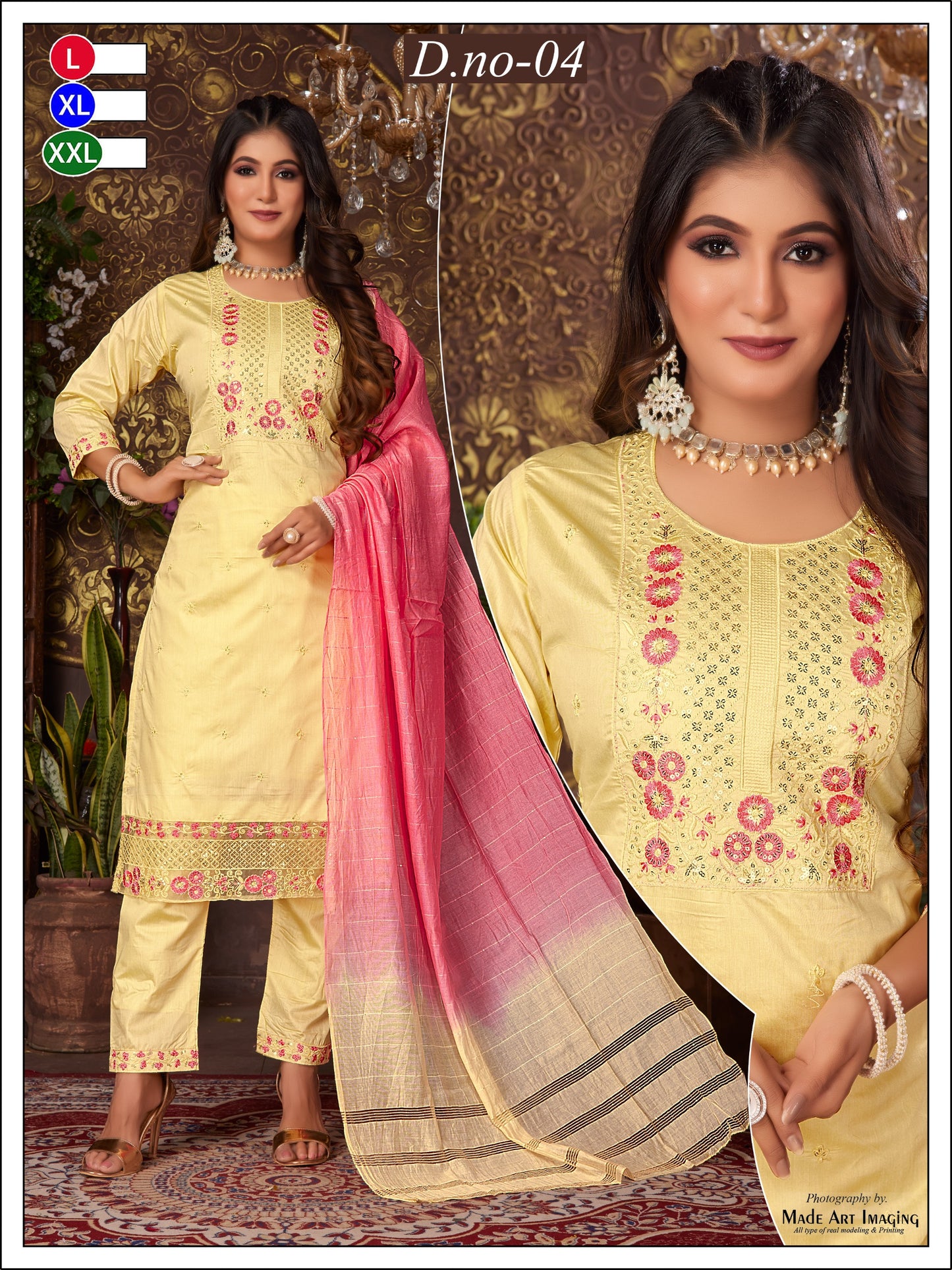 Elegant Embroidered 3 Pcs Set