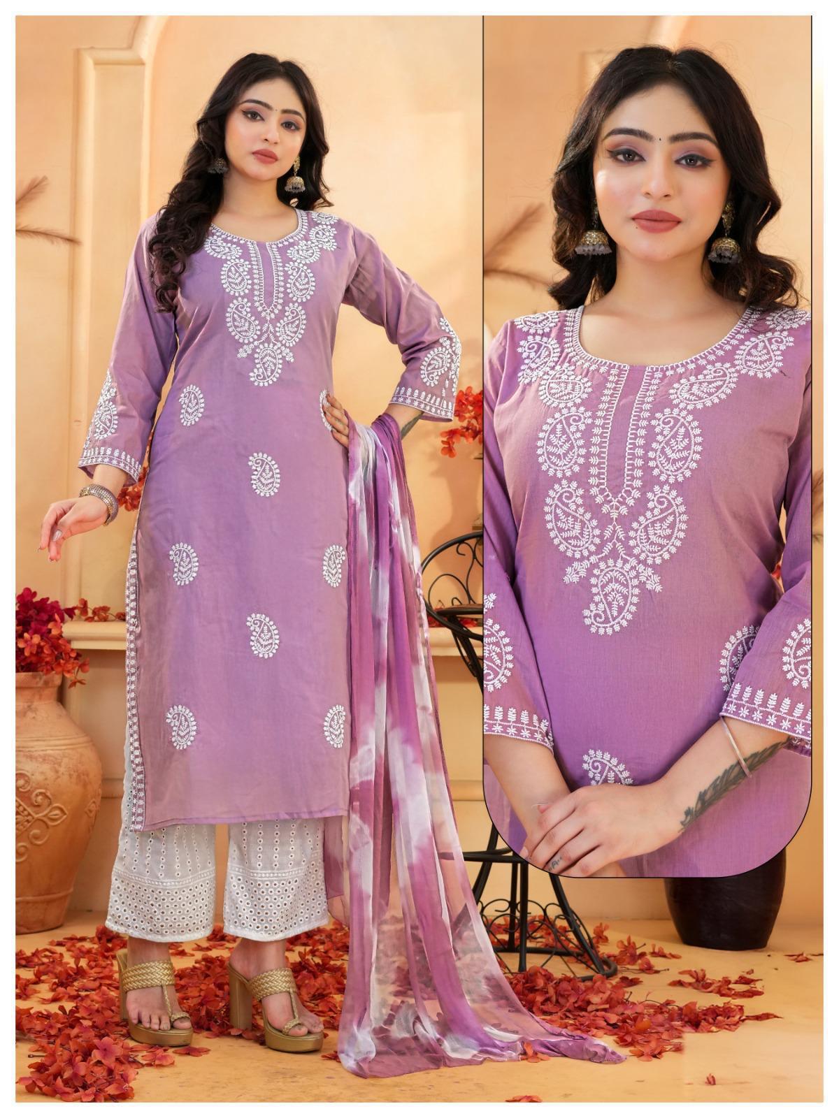 Chikankari Style Cotton Suit