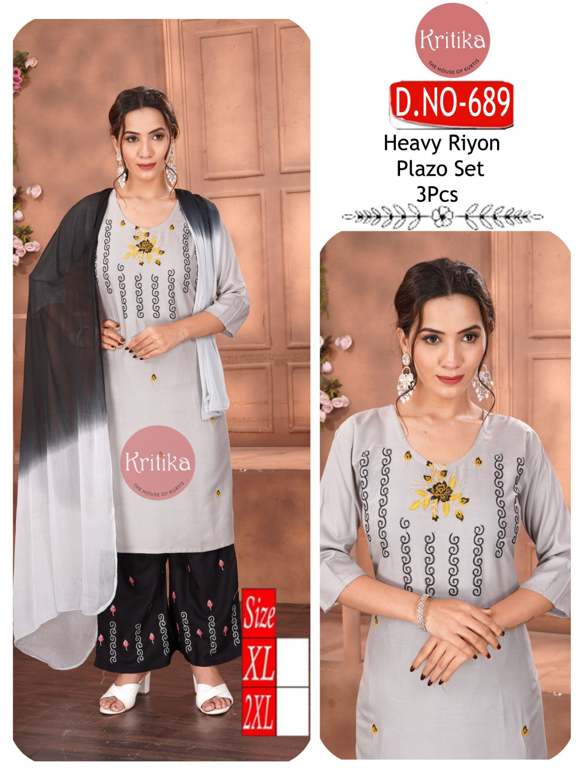 Heavy Rayon Embroidered Plazo Suit Set