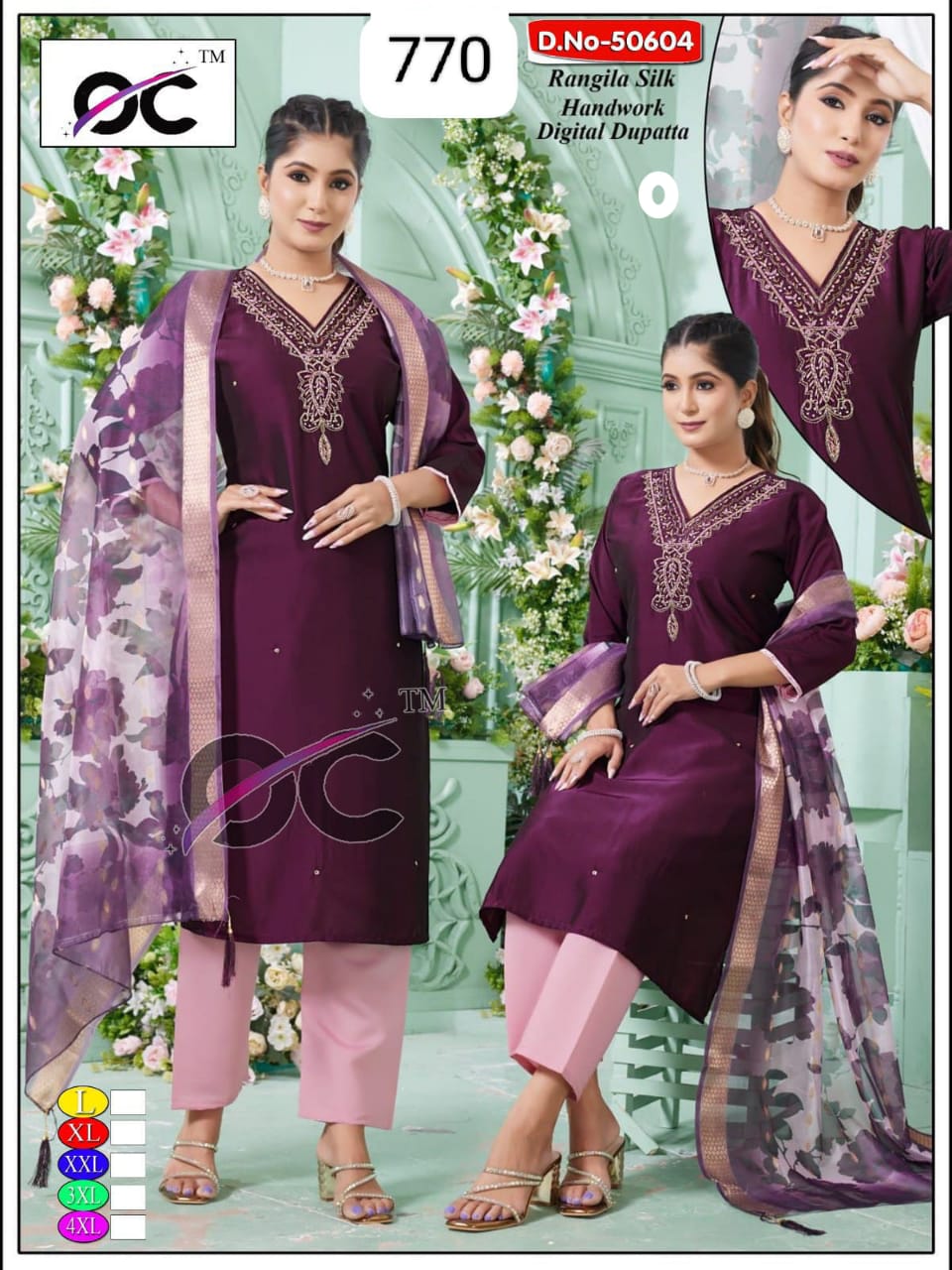 OC Kurtis - New Rangila Silk kurti set 3pcs