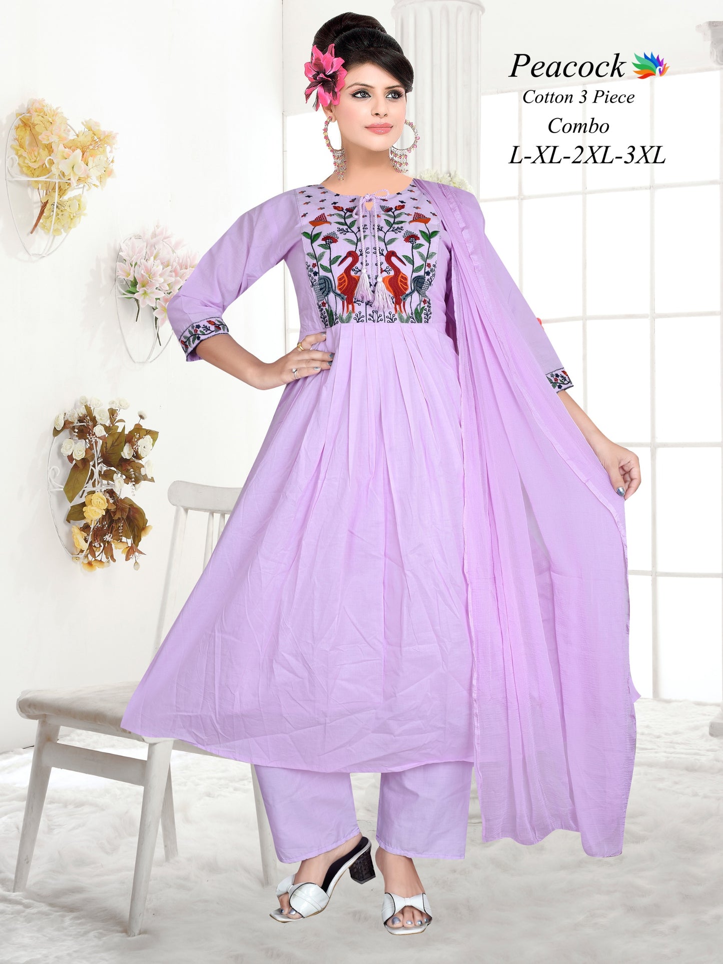 Elegant Cotton 60-60 Swan 3pc suit