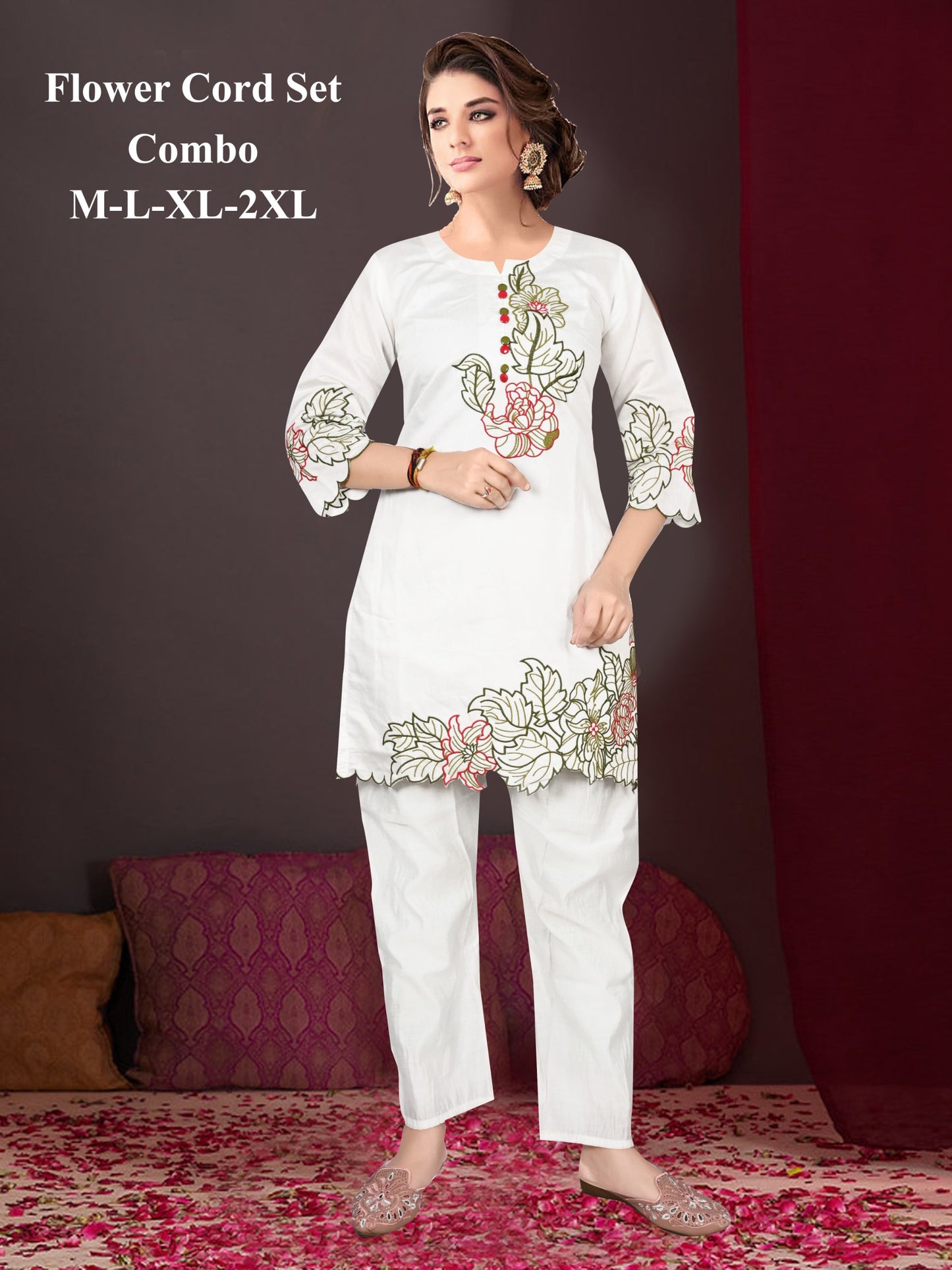 Sophisticated Embroidered Roman Stylish Co-ord set