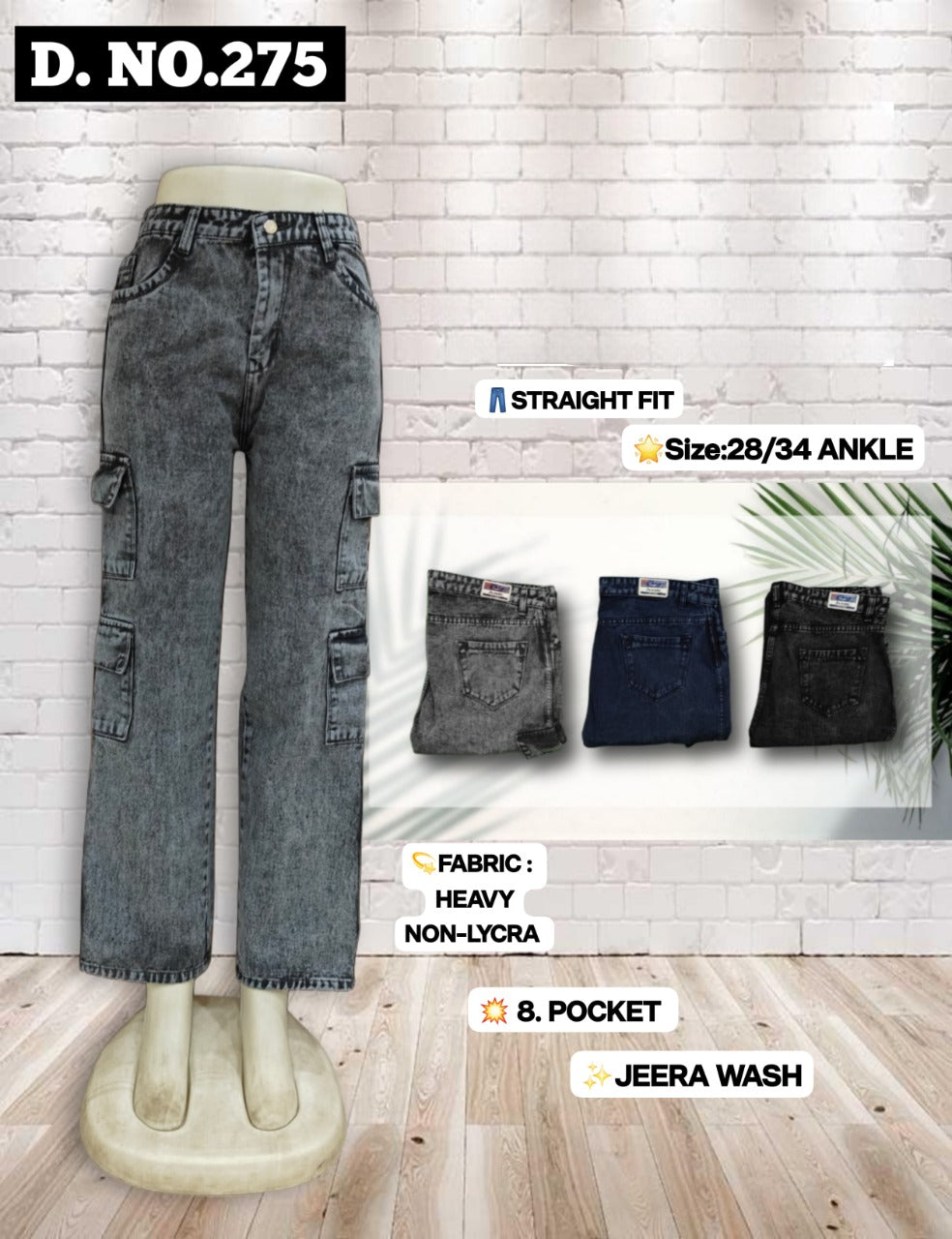 8 pocket Girls Cargo Jeans