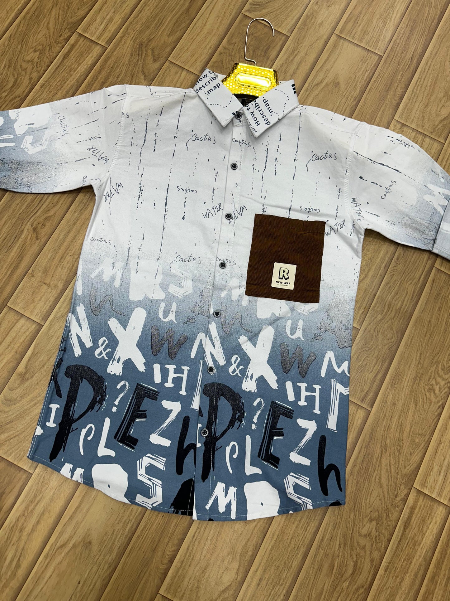 Stylish Men's Ombre Shirt with Abstract & Geometric Prints