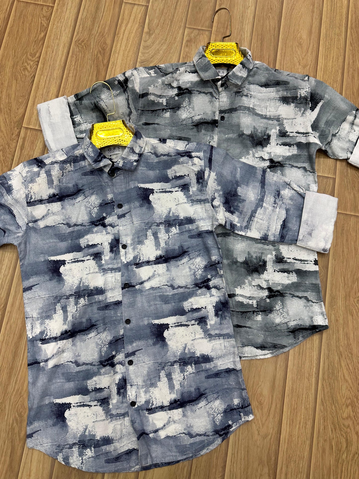 Men's Abstract Leaf Print Corduroy Shirt