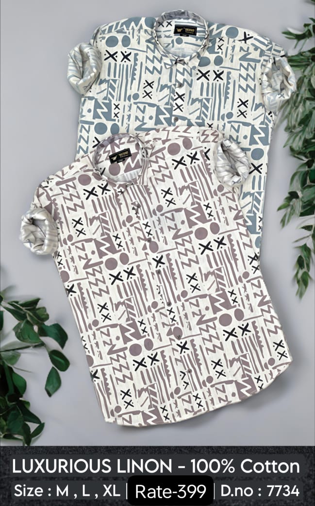 White Luxurious Linon Print Shirt Quality Assured
