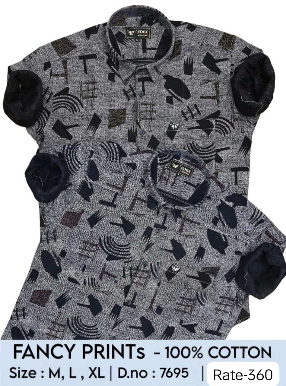 EDGE" Branded Abstract Print Full Sleeve Shirt