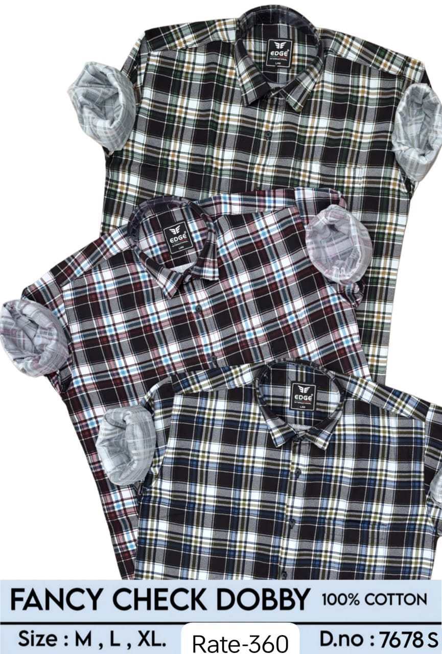 FANCY CHECK DOBBY 100% COTTON SHIRT