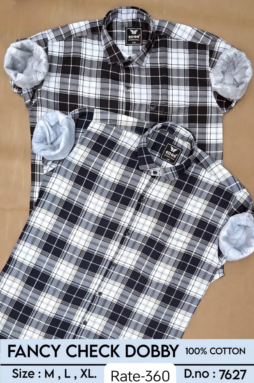Men's Heavy Dobby 100% Cotton Check Shirts