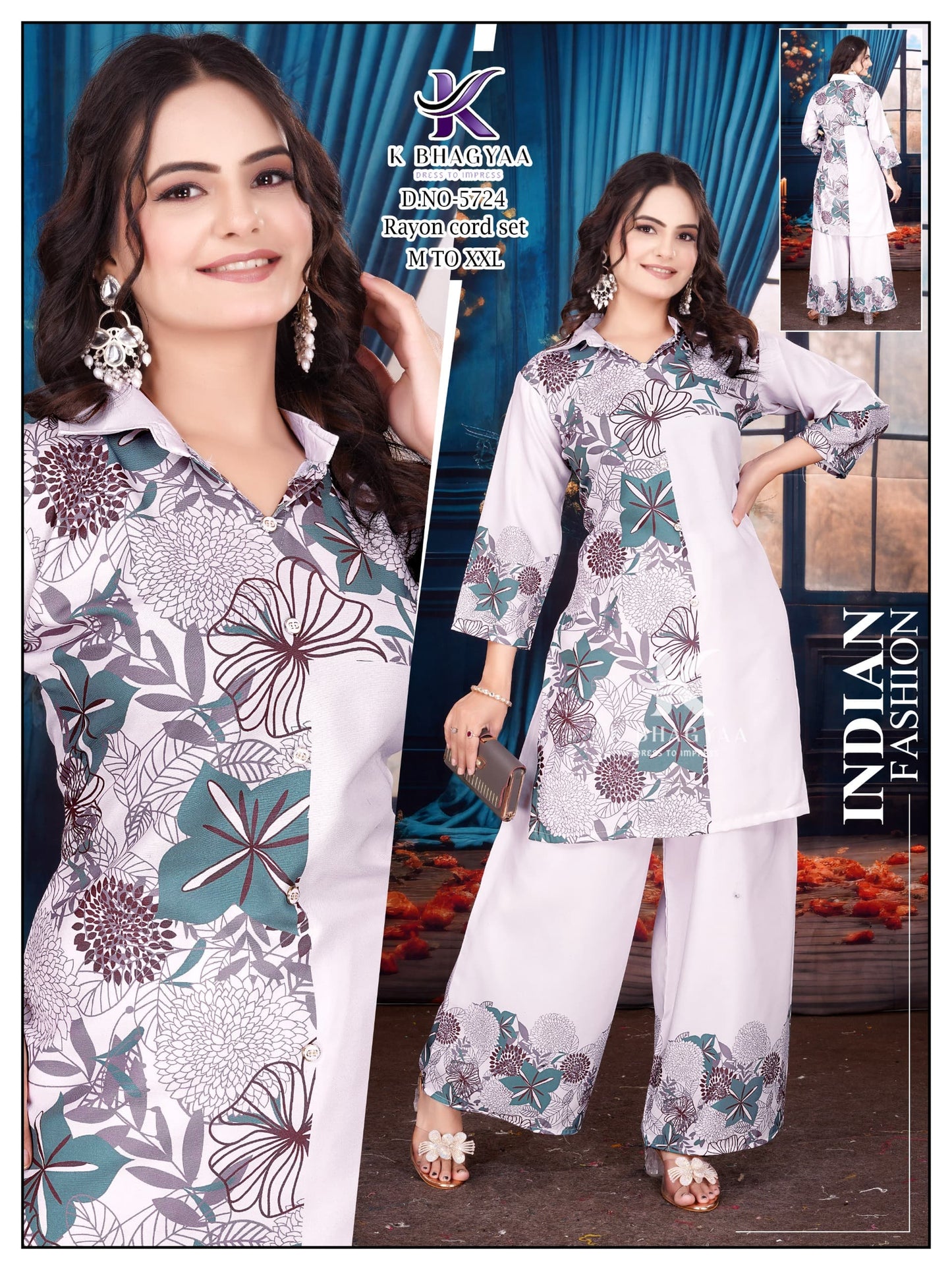 Women's Maslin Printed Kurta & Palazzo Set - Elegant Floral Design