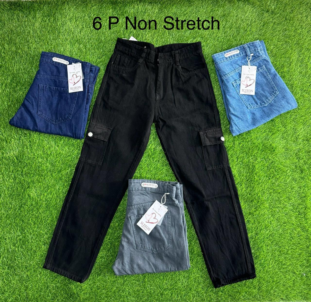 MOM Fit 6 Pocket Cotton Jeans Wide Leg