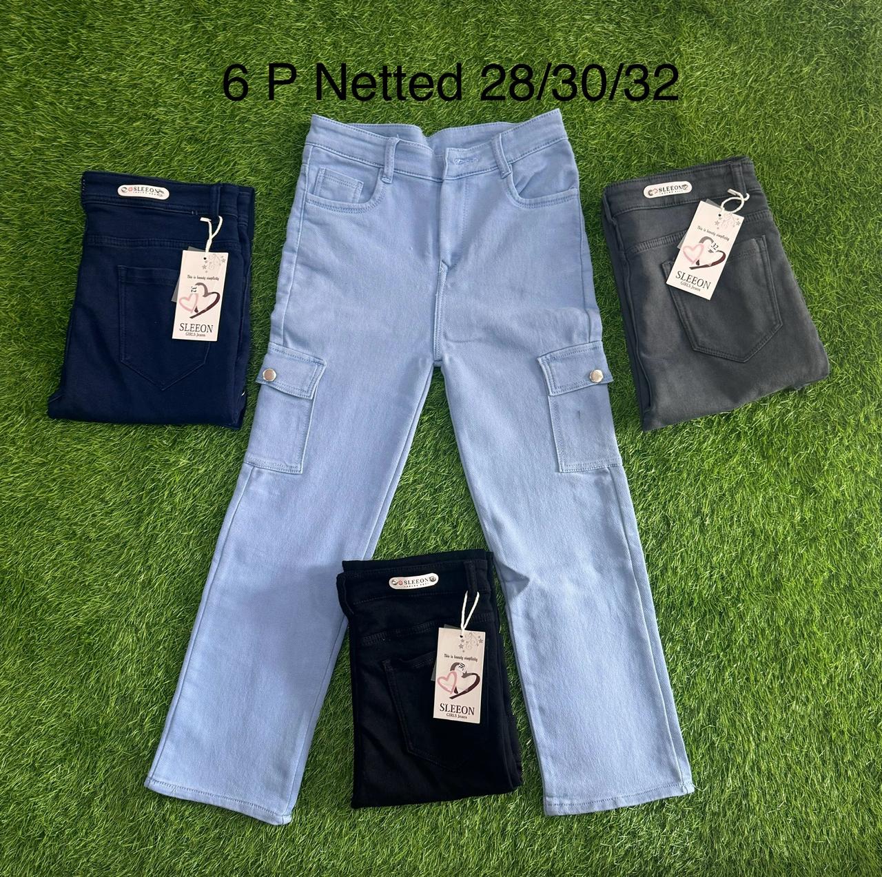 Knitting Denim Wide Leg 6 pocket Jeans