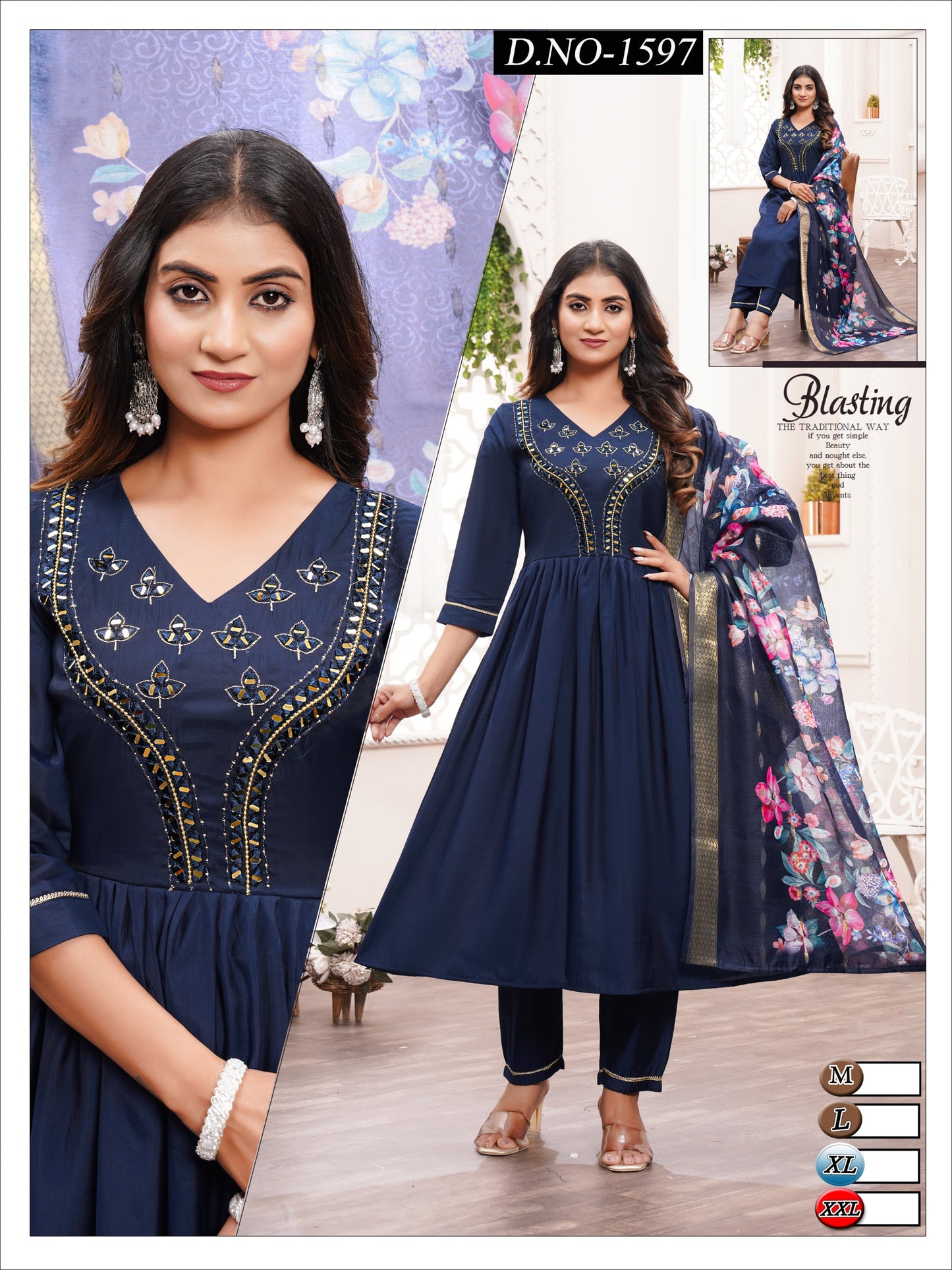 ornate paisley and floral embroidery pattern kurti