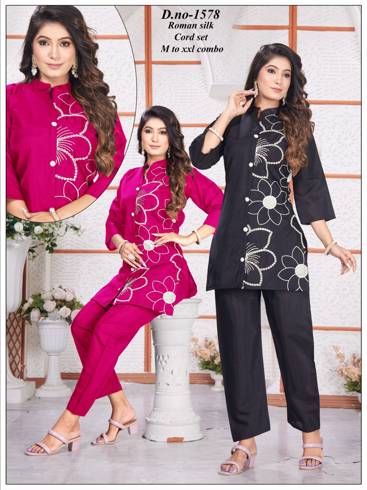 Floral embroidery co-ord set