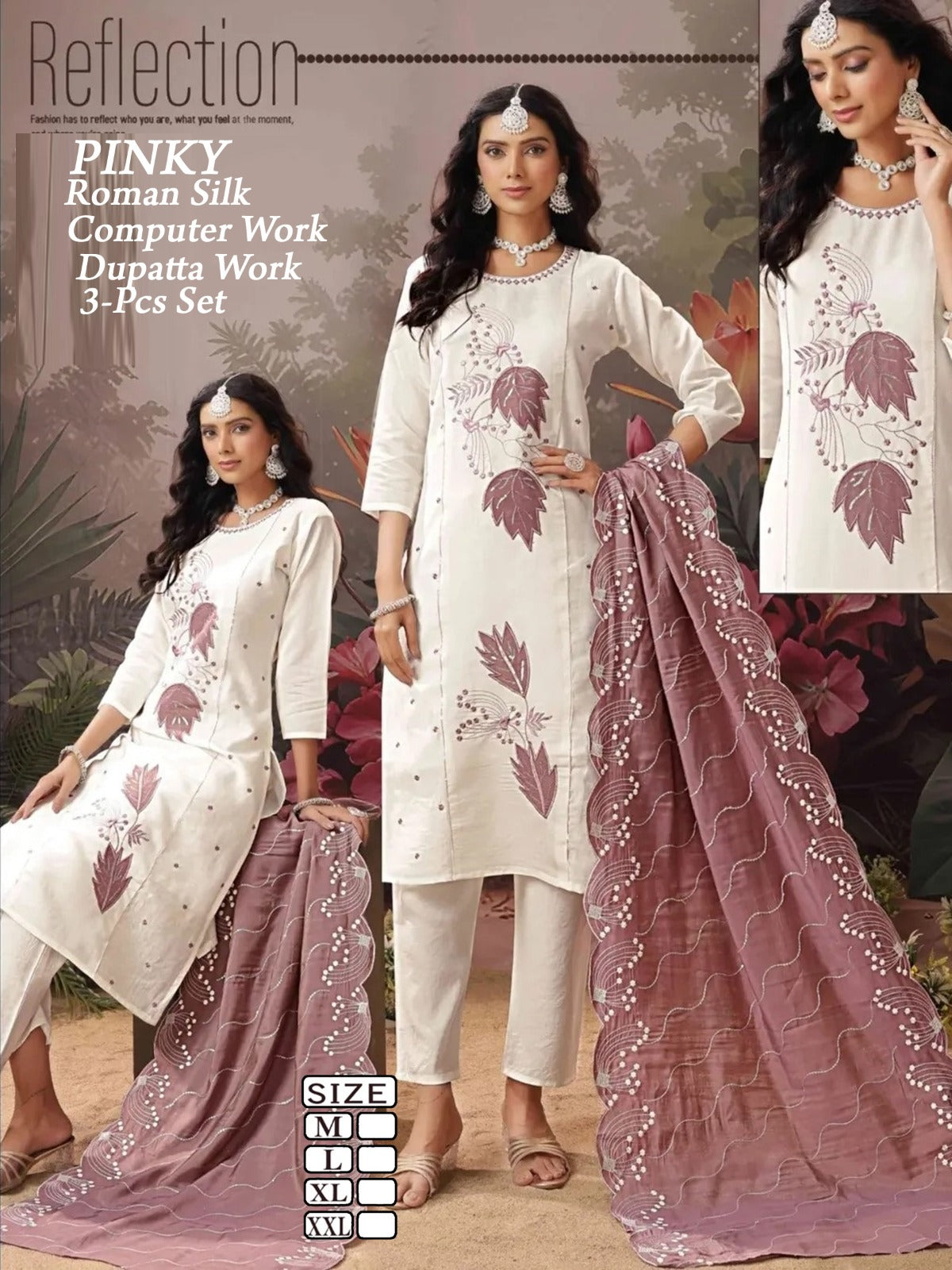PINKY - Majestic White | 3pc kurti pant | Wholesale
