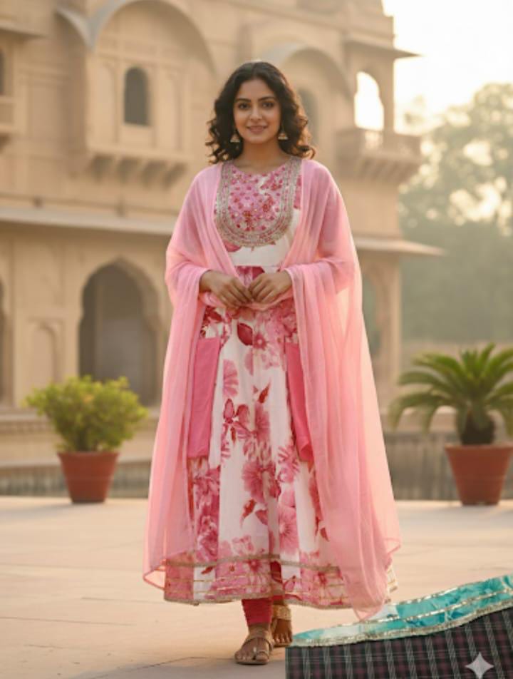 Rayon Foil Fabric Kurti Set ethnic peice