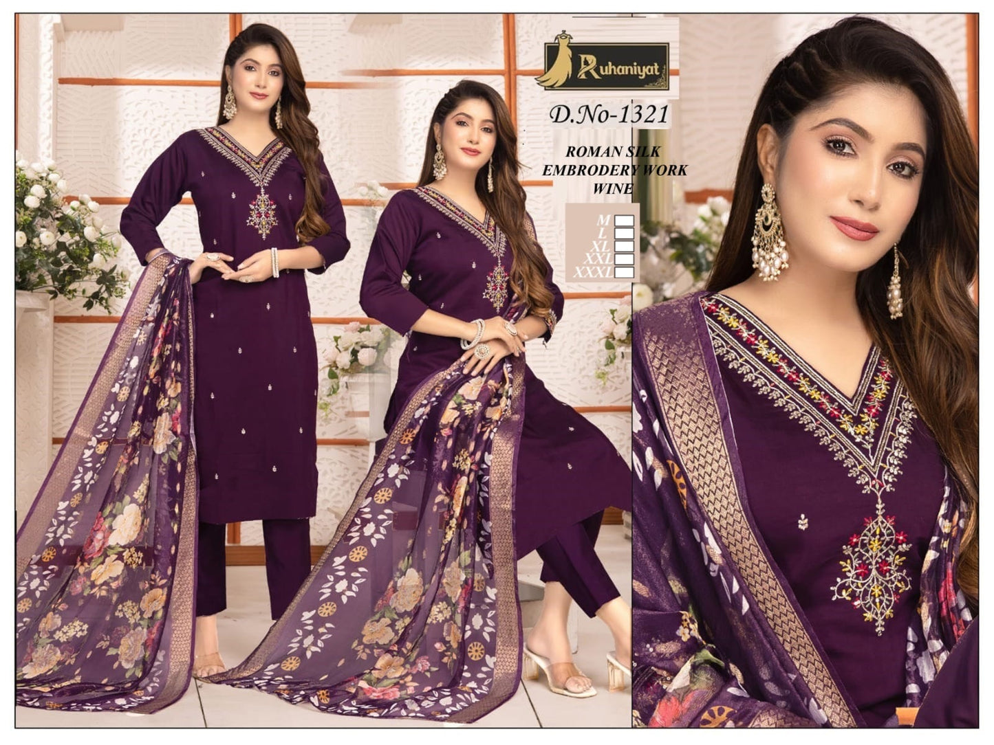 Quality roman silk v-neck embroidery affordable.