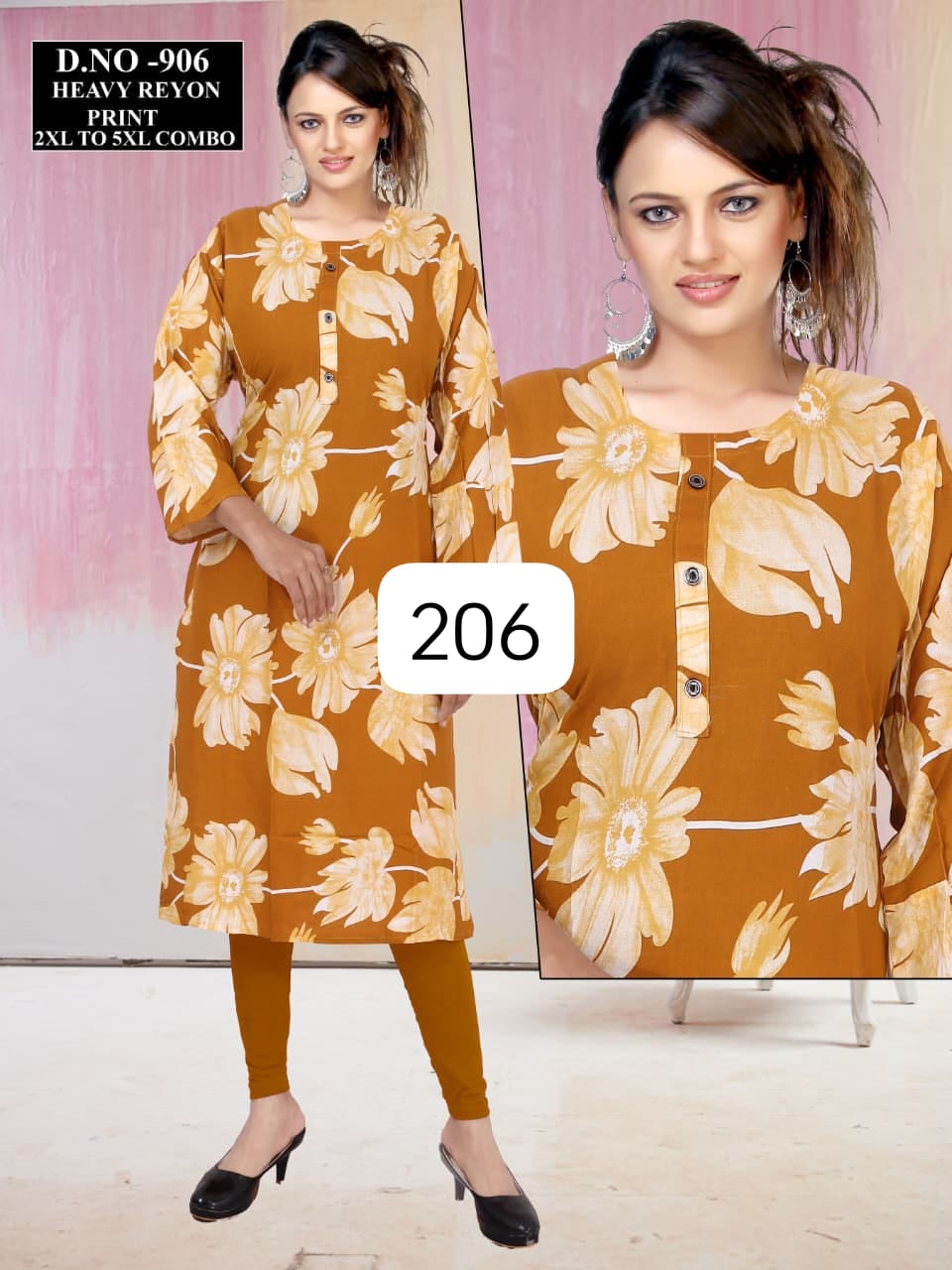 Girls' heavy reyon print kurti