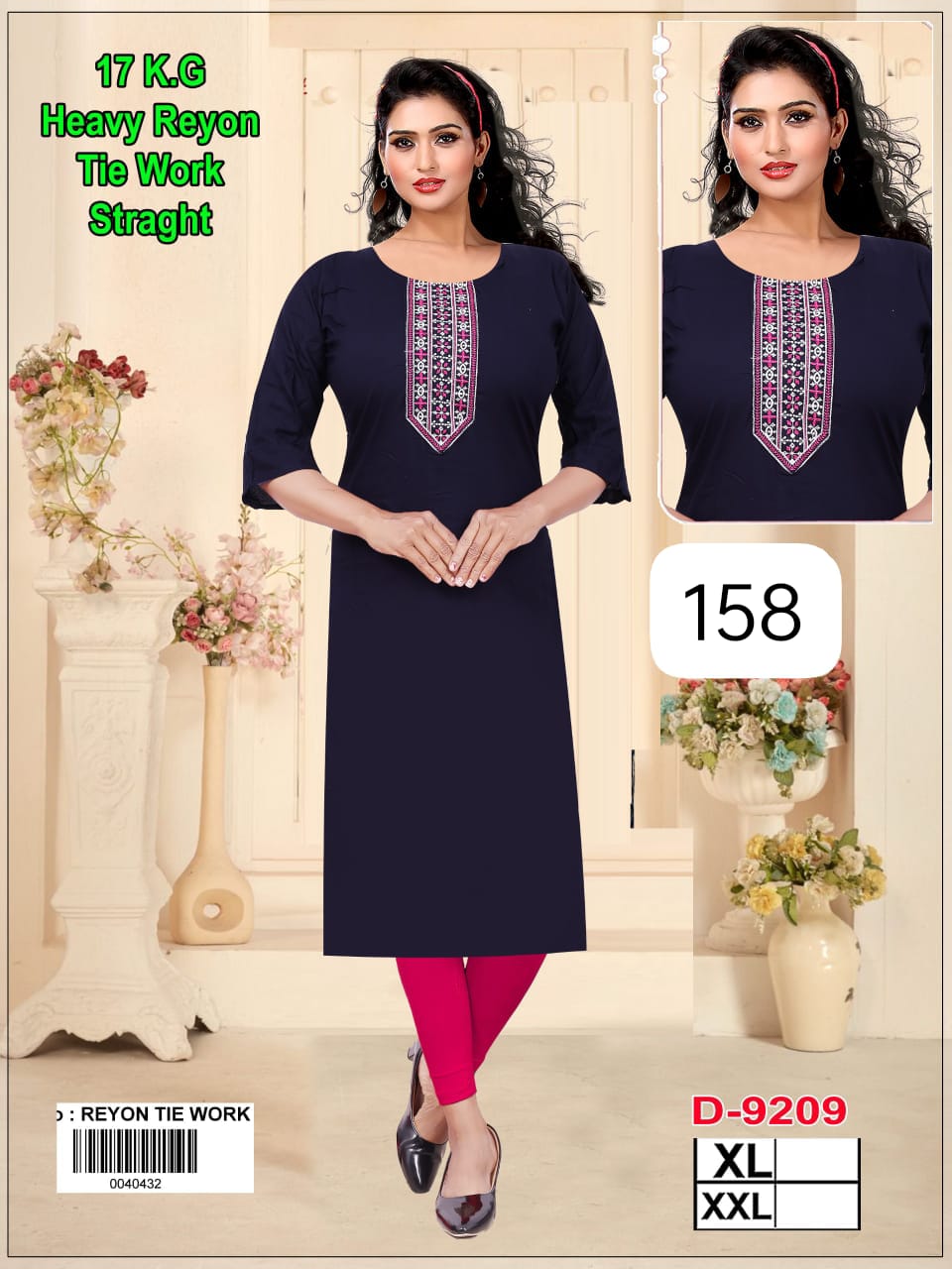 Girls' 17kg heavy reyon print kurti