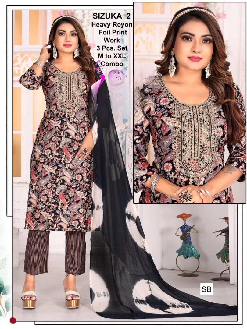 Heavy Reyon Foil Print Kurti Set