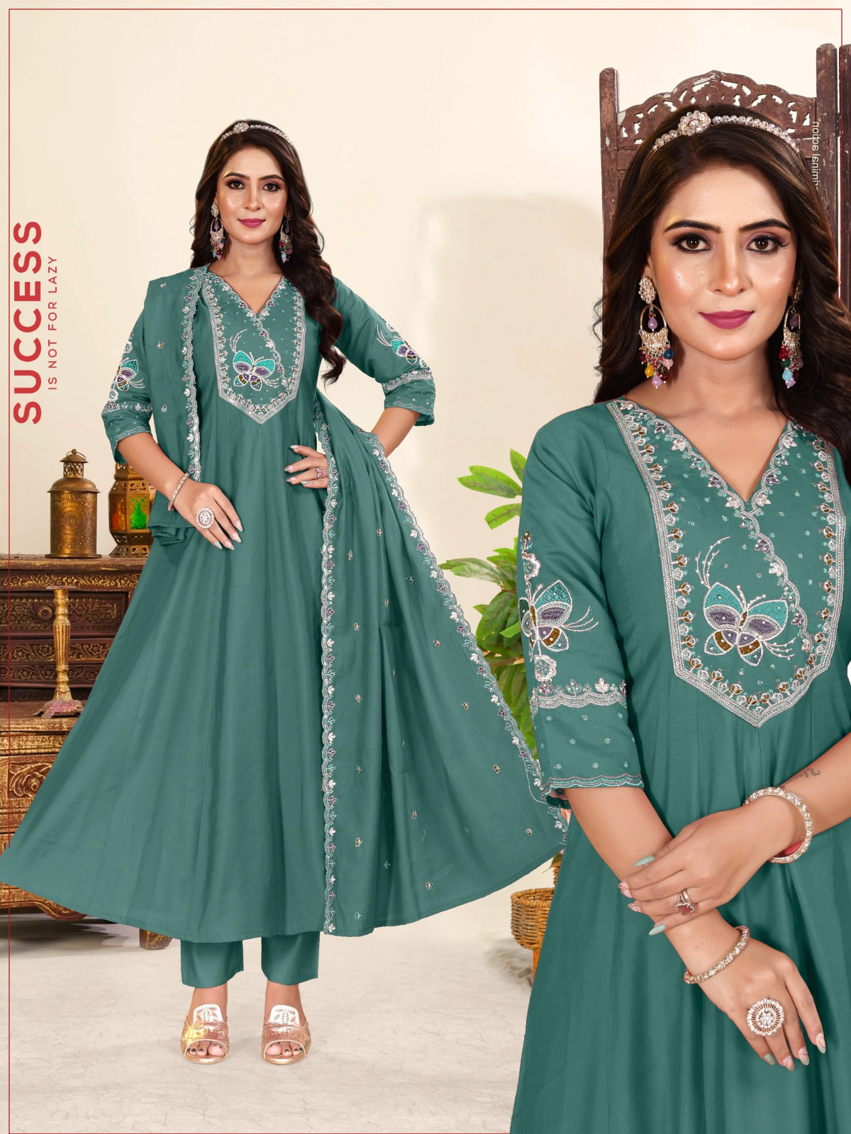 'Queen Butterfly' Ghera 3pc With Embroided Dupatta